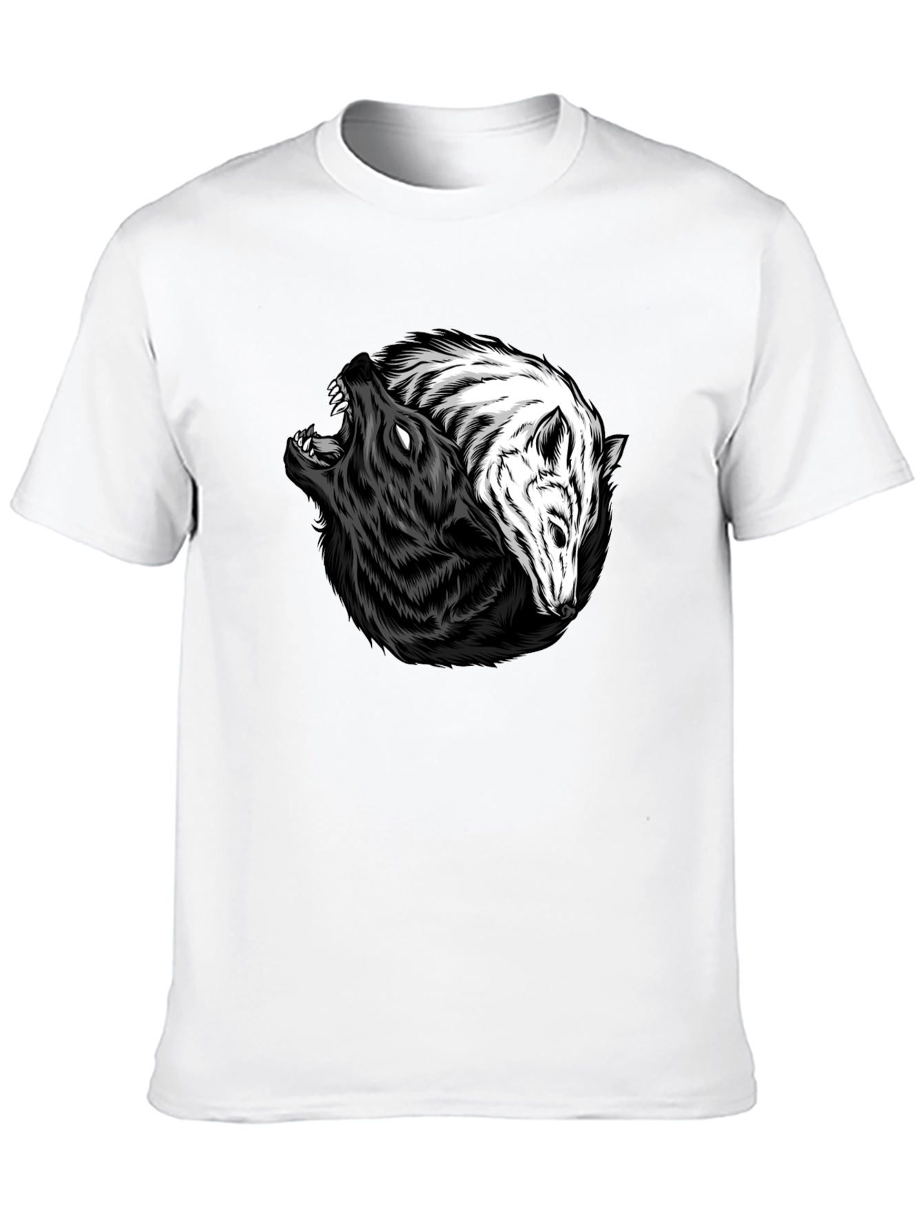 Yin Yang Wolves Graphic Tee - Black