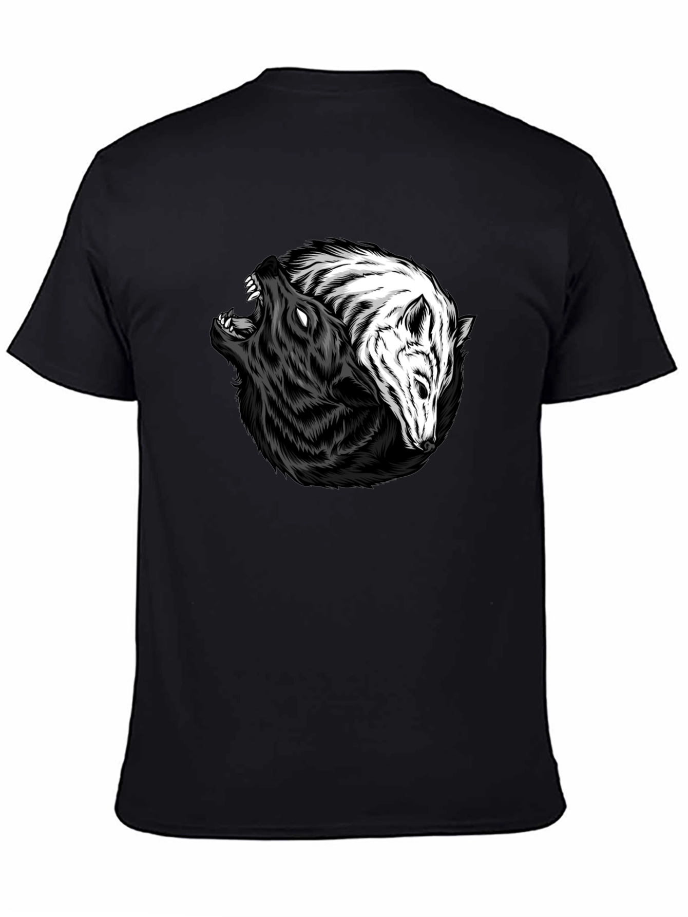 Yin Yang Wolves Graphic Tee - Black