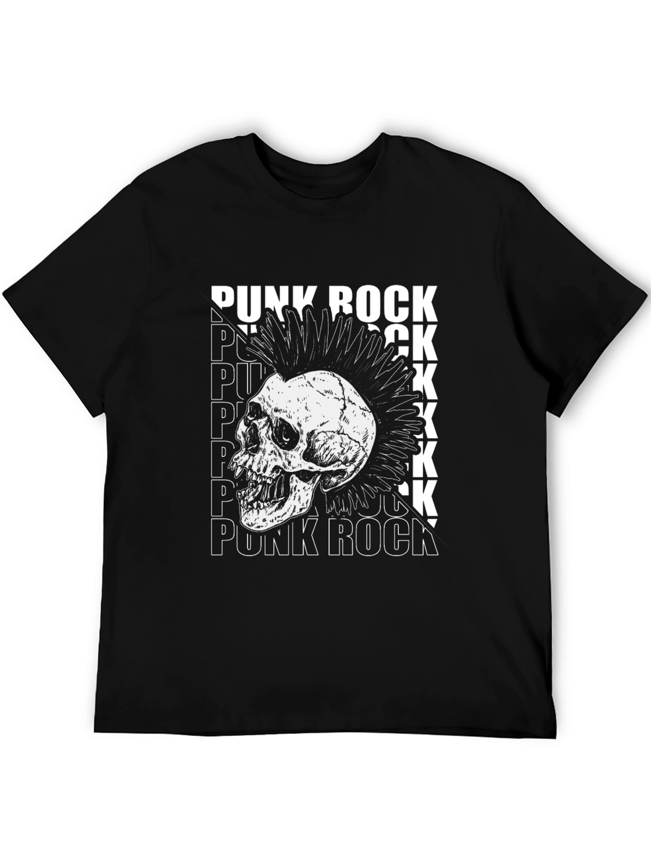 Punk Rock Skull Graphic T-Shirt