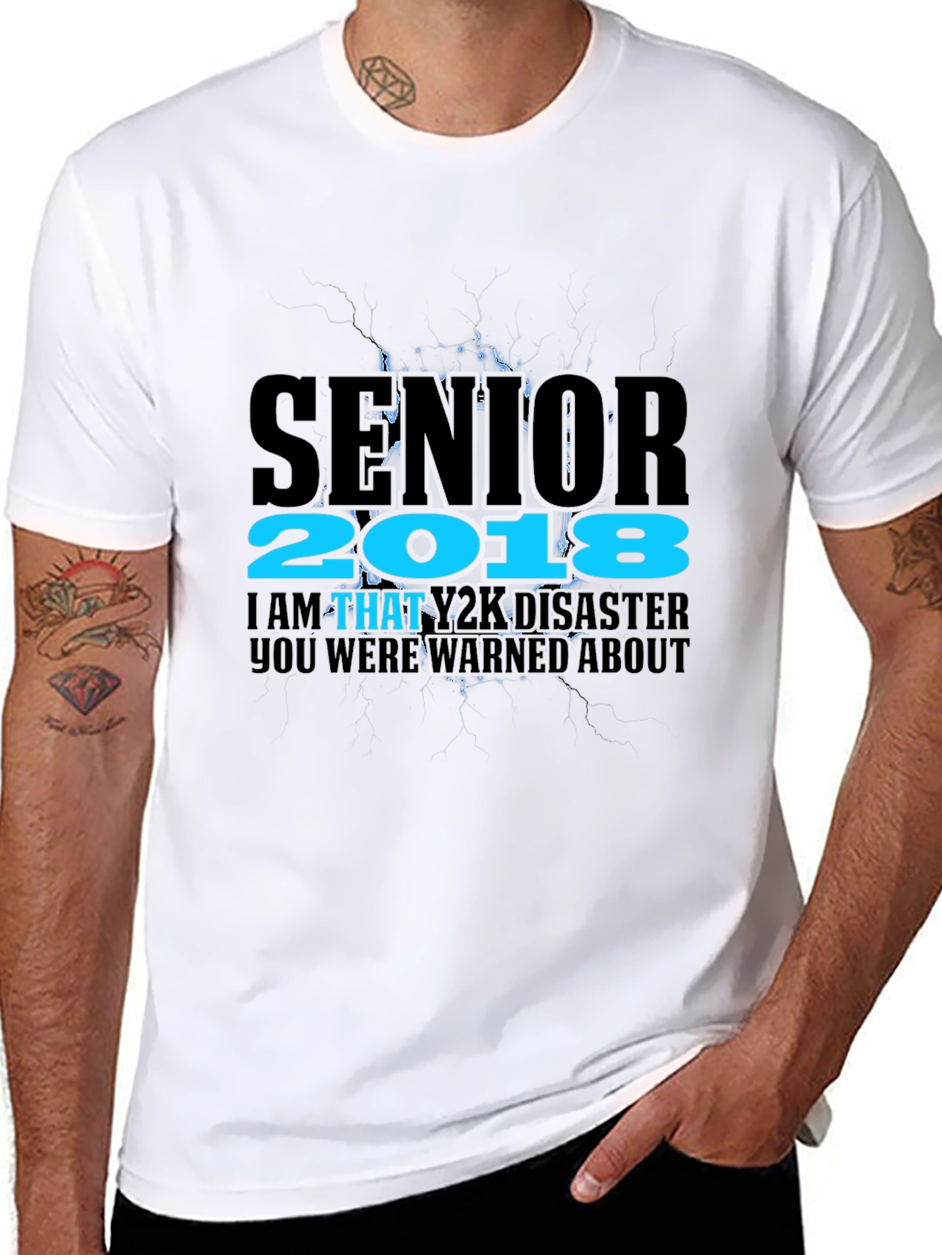 Senior 2018 Y2K Disaster Black T-Shirt