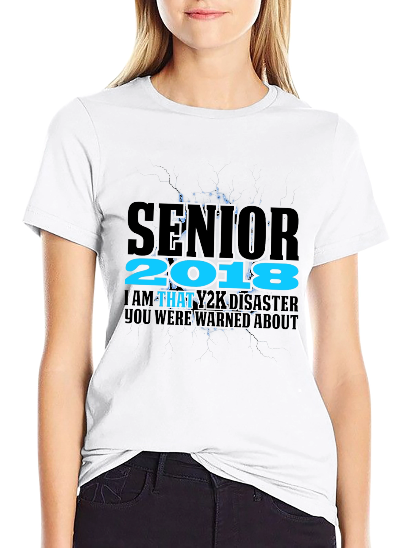 Senior 2018 Y2K Disaster Black T-Shirt