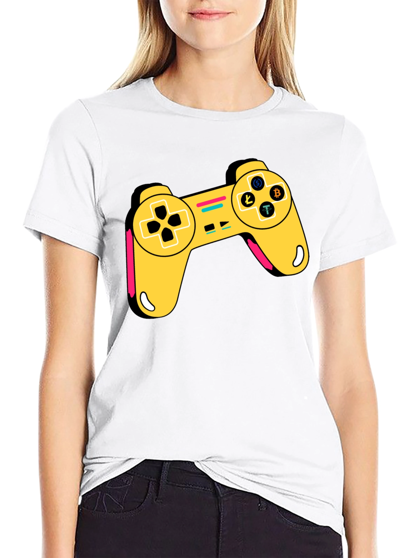 Crypto Gamer T-Shirt - Bitcoin Litecoin Ethereum Controller Design