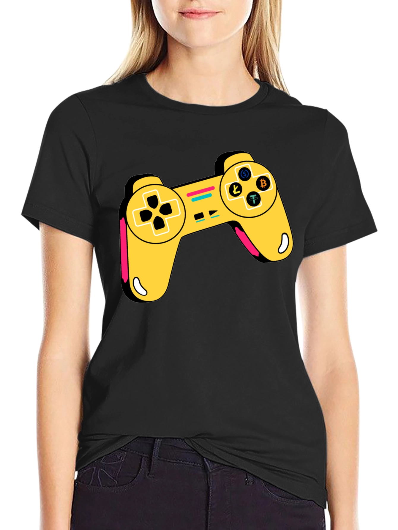 Crypto Gamer T-Shirt - Bitcoin Litecoin Ethereum Controller Design