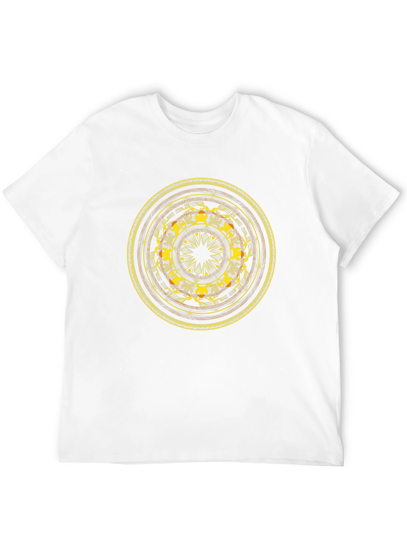 Black T-Shirt with Round Floral Design
