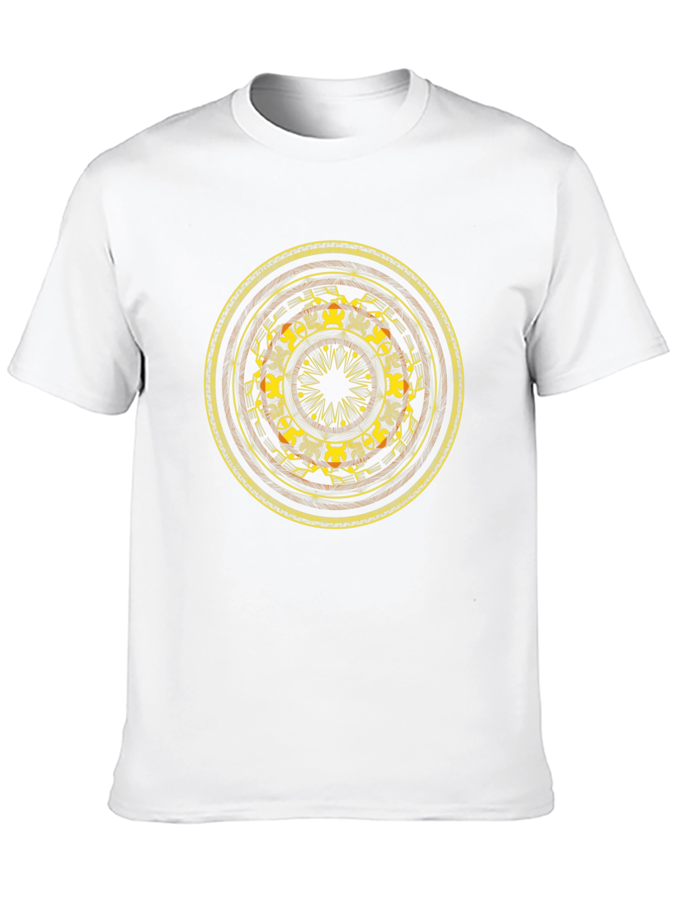 Black T-Shirt with Round Floral Design