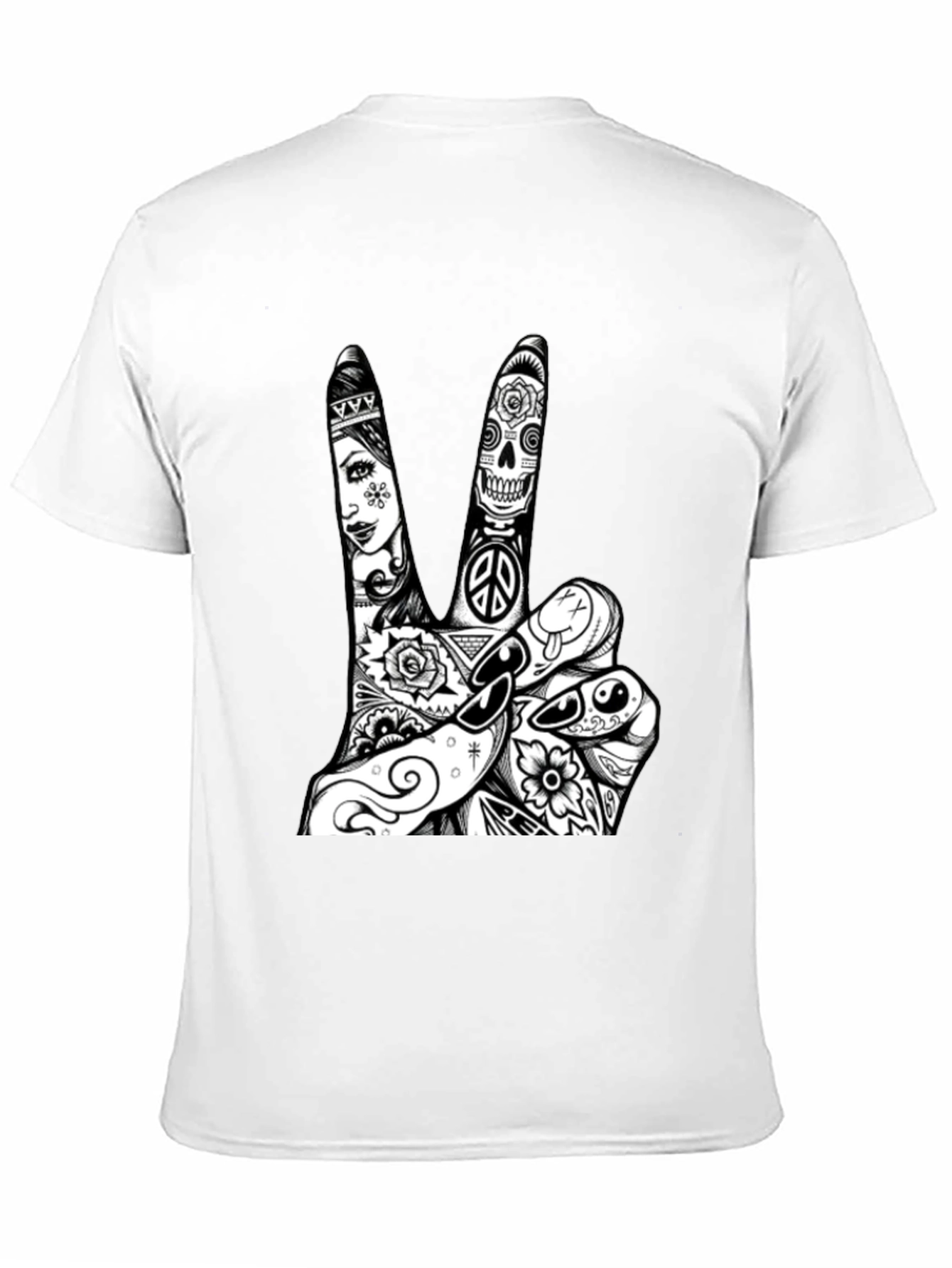 Peace Sign Graphic Tee - Black Cotton T-Shirt