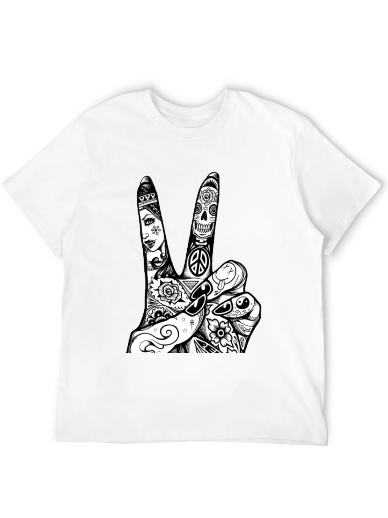 Peace Sign Graphic Tee - Black Cotton T-Shirt