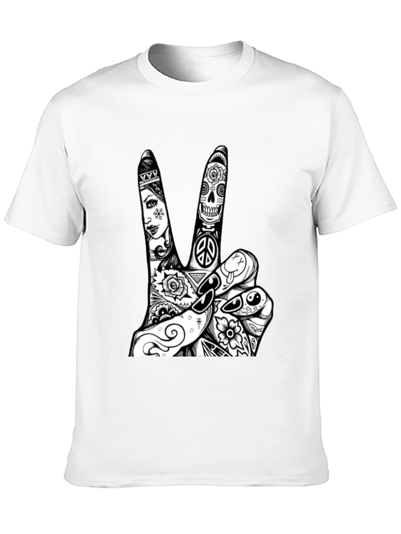Peace Sign Graphic Tee - Black Cotton T-Shirt