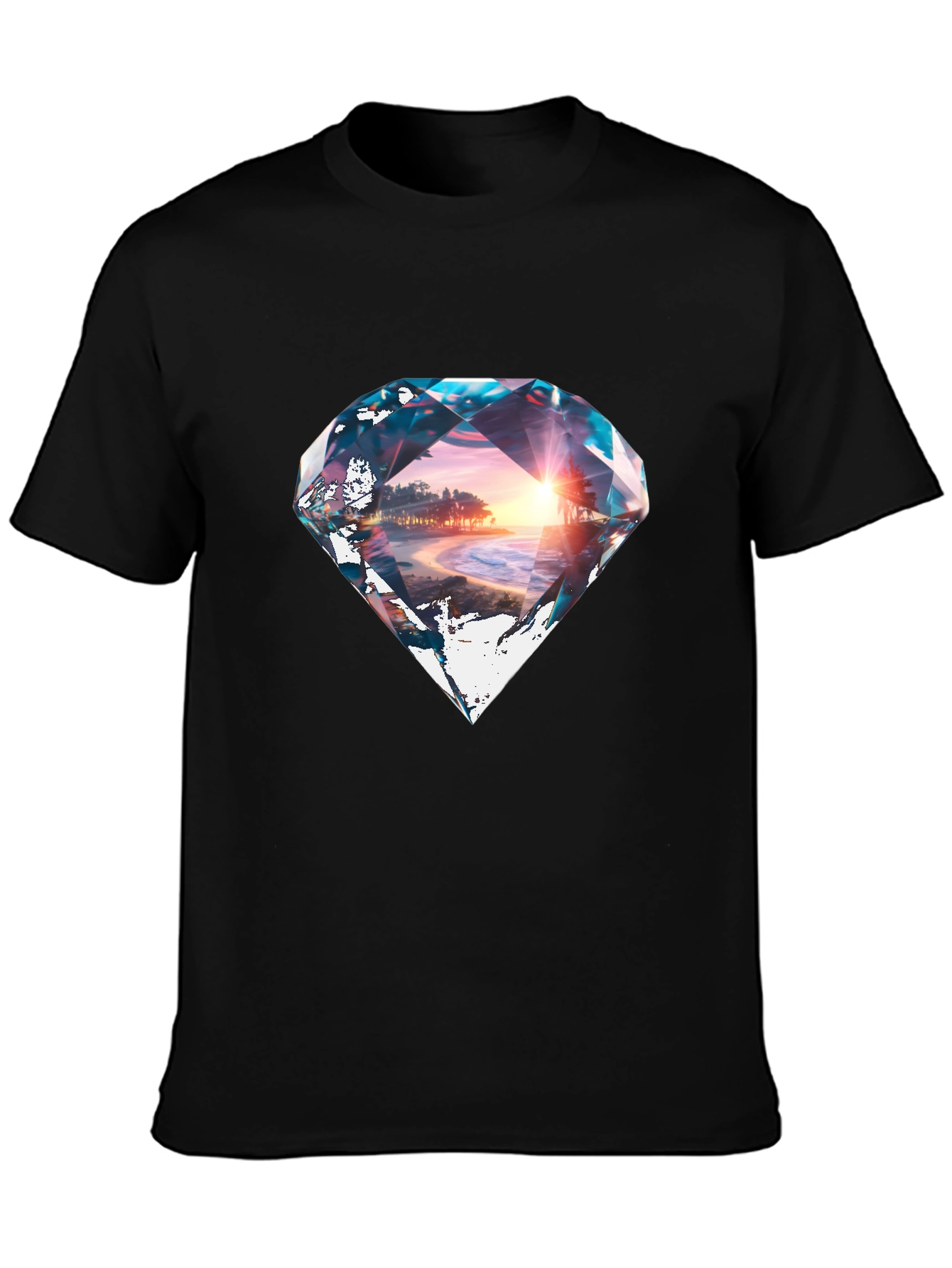 Diamond Beach Graphic Black T-Shirt