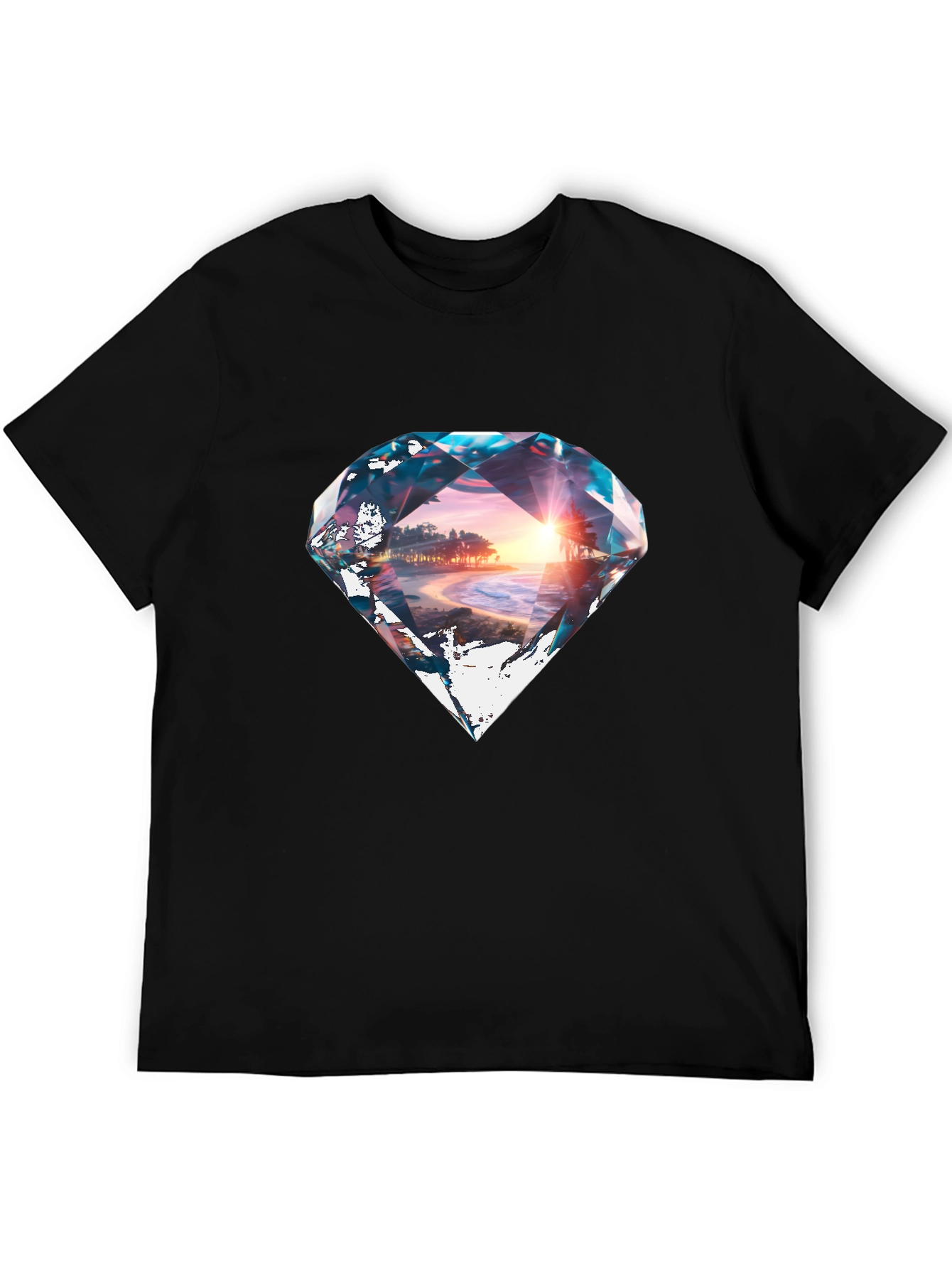 Diamond Beach Graphic Black T-Shirt
