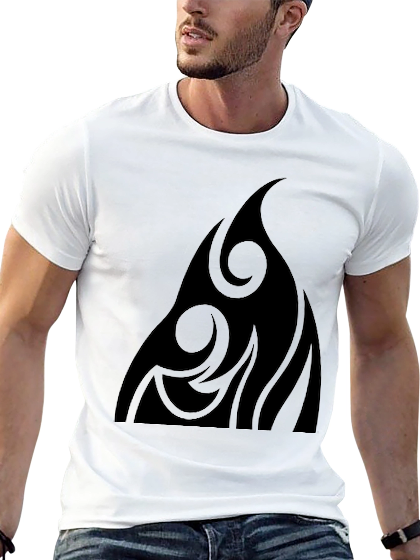 Tribal Flame Graphic Black T-Shirt