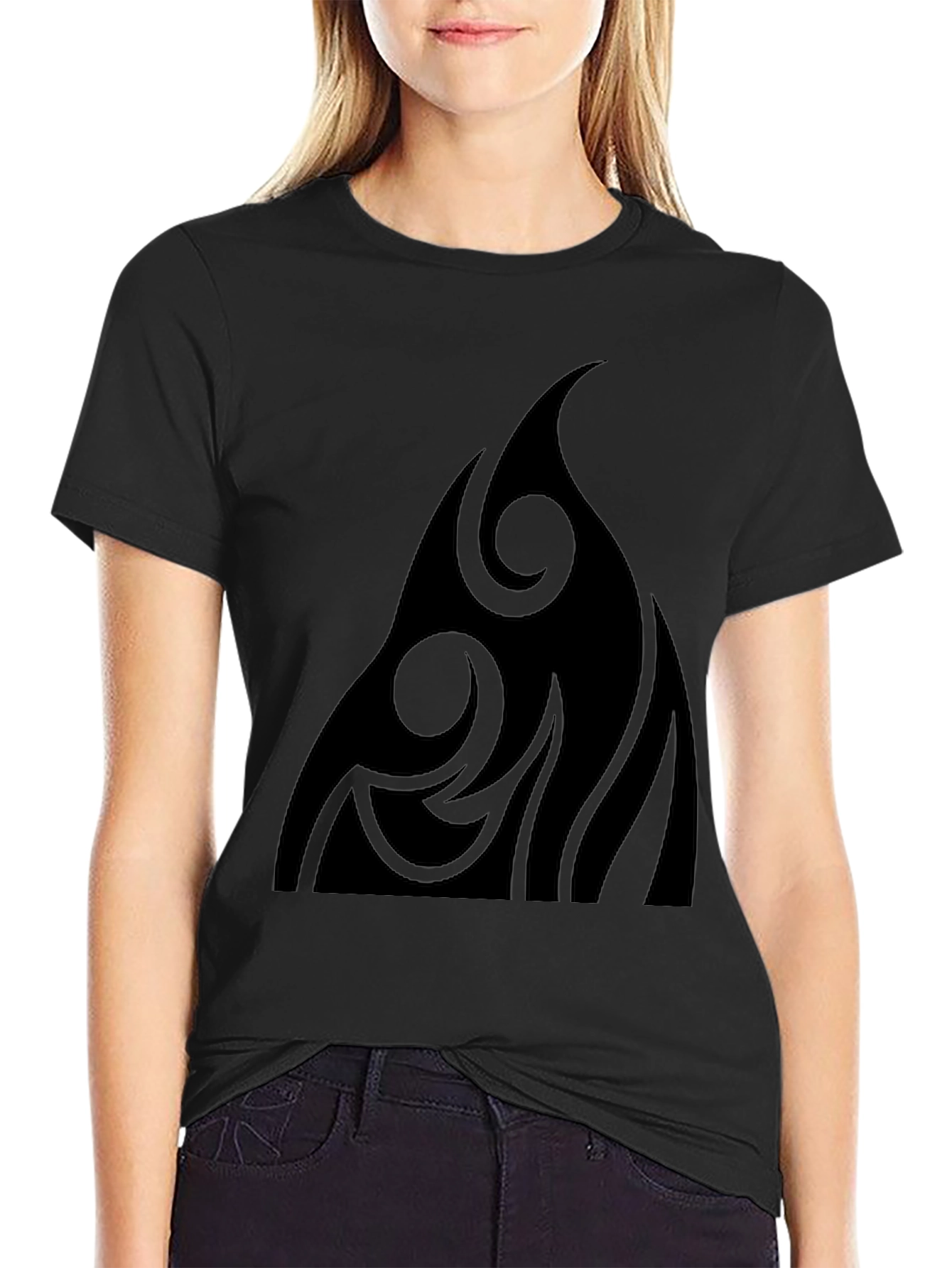 Tribal Flame Graphic Black T-Shirt