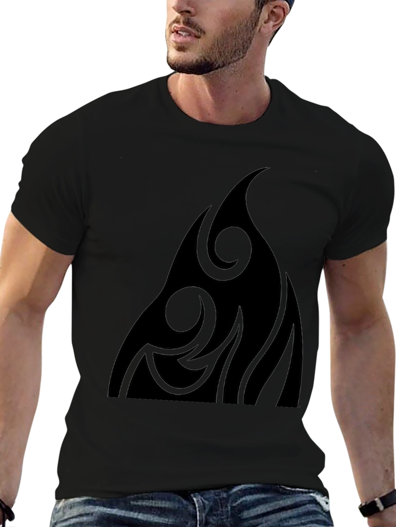 Tribal Flame Graphic Black T-Shirt