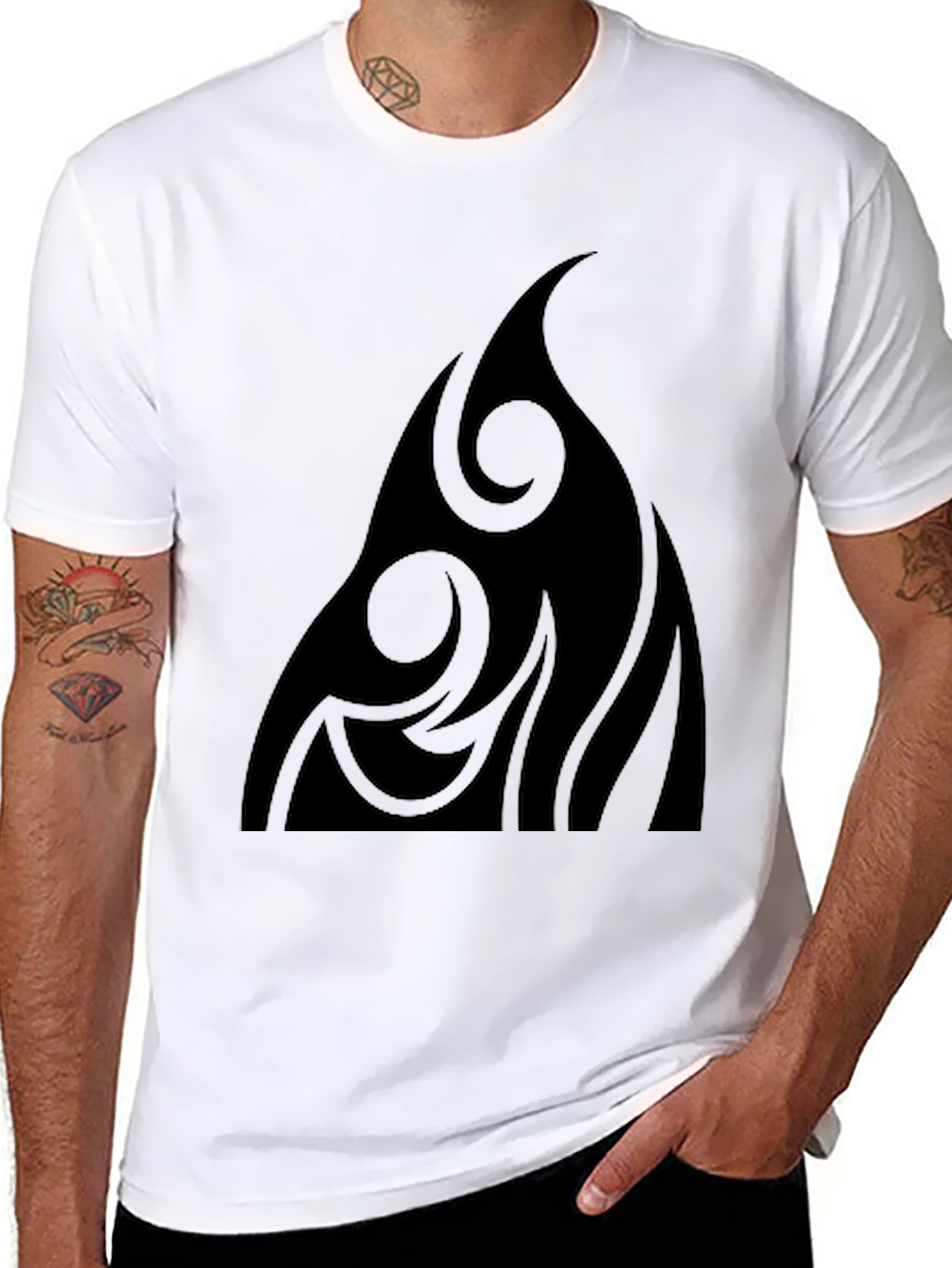 Tribal Flame Graphic Black T-Shirt
