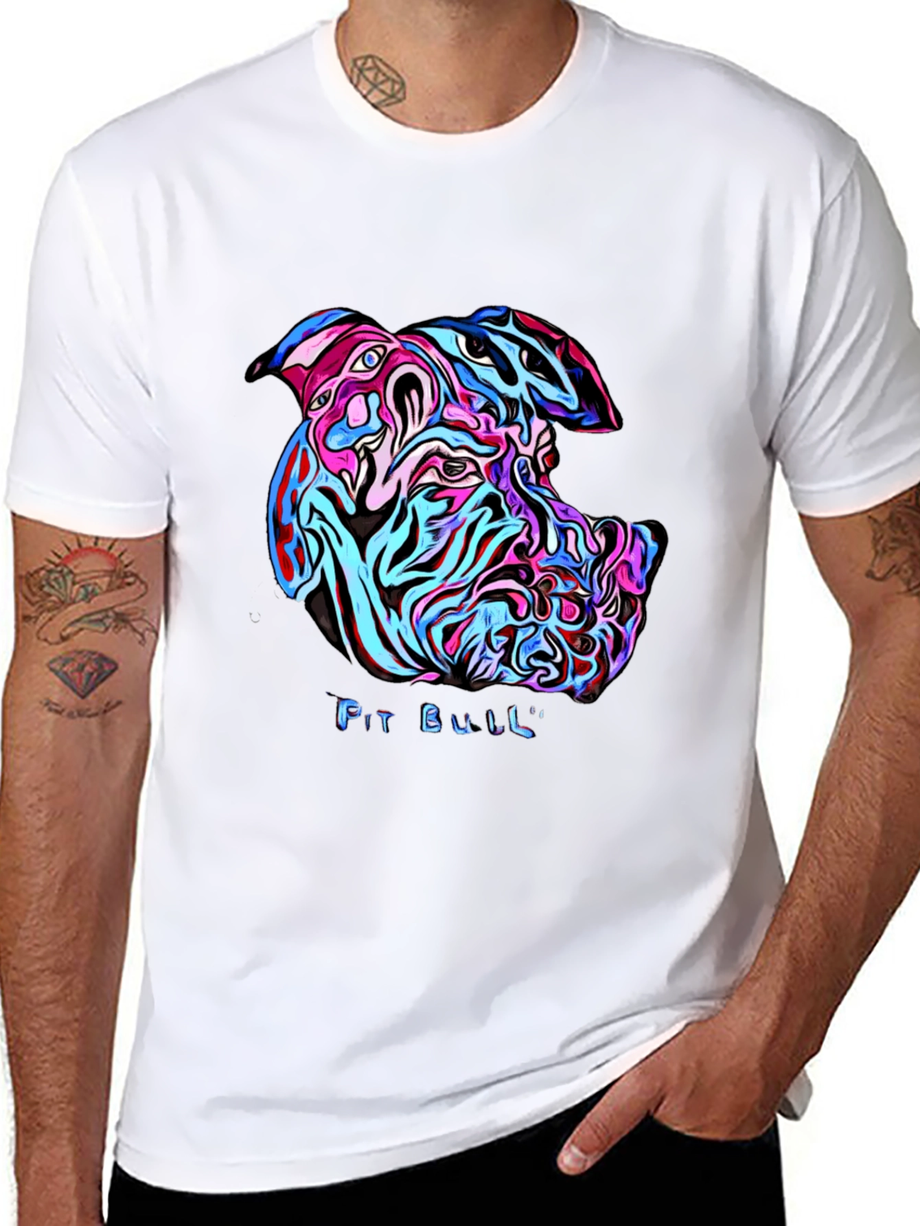 Psychedelic Pit Bull Graphic Tee