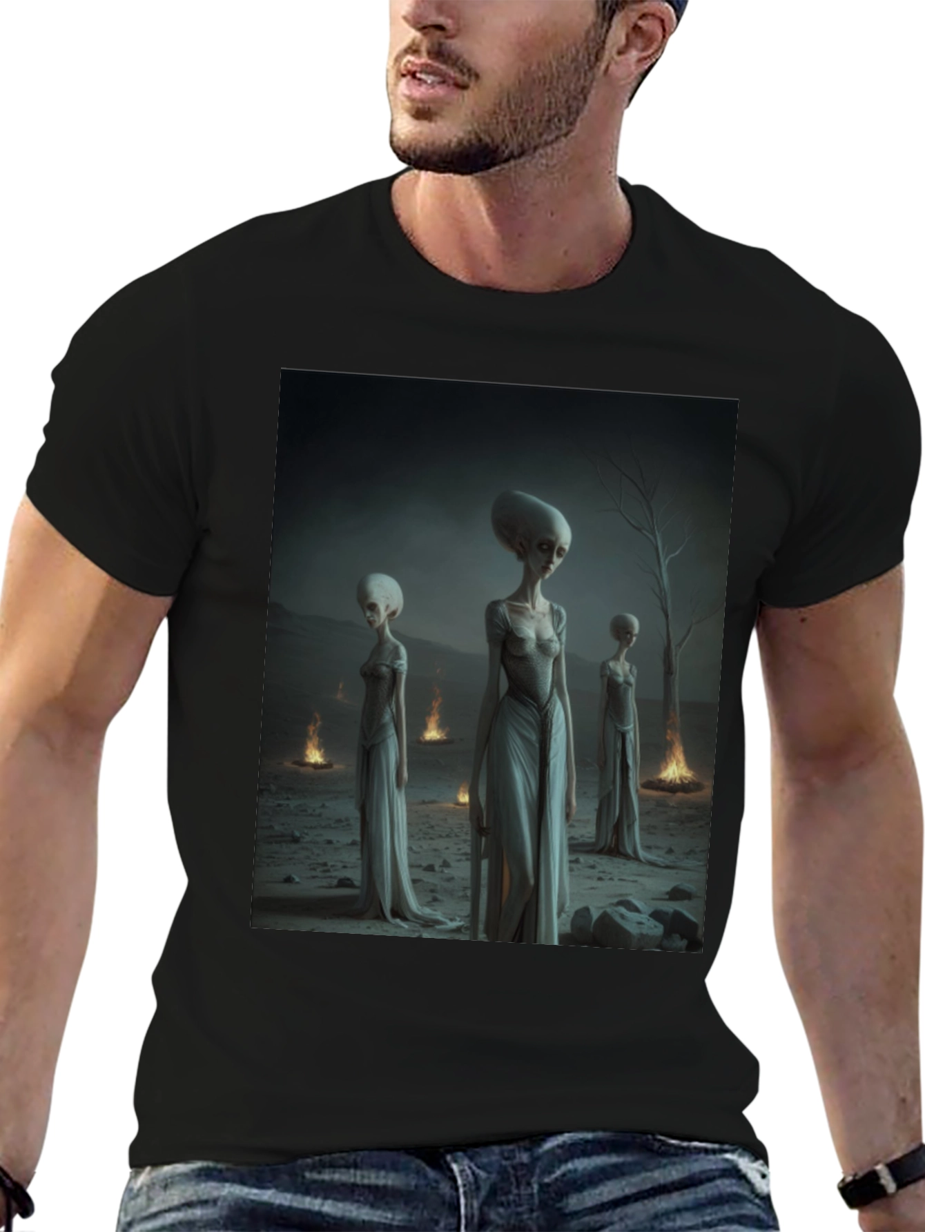 Alien Gathering Black T-Shirt