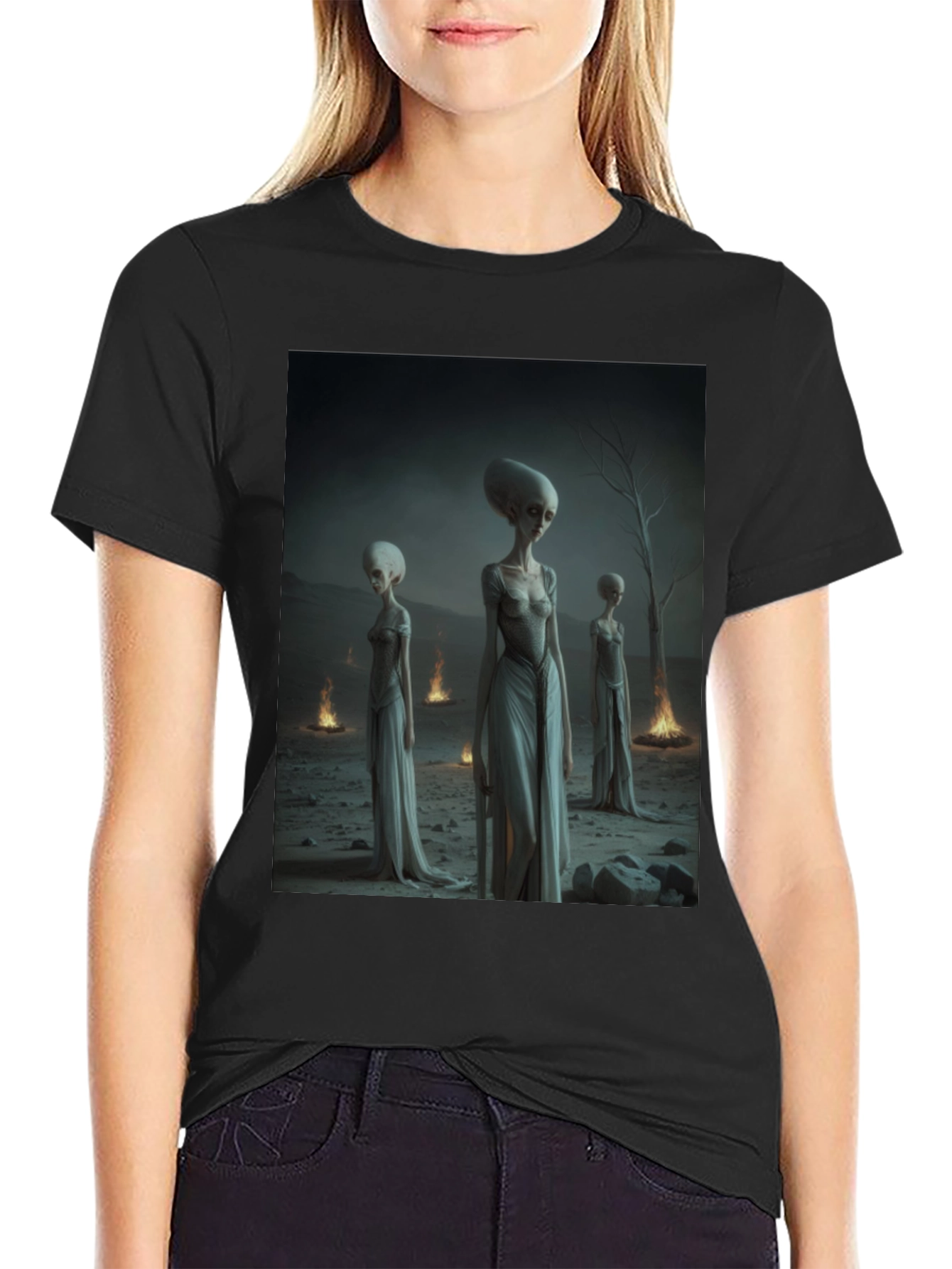 Alien Gathering Black T-Shirt