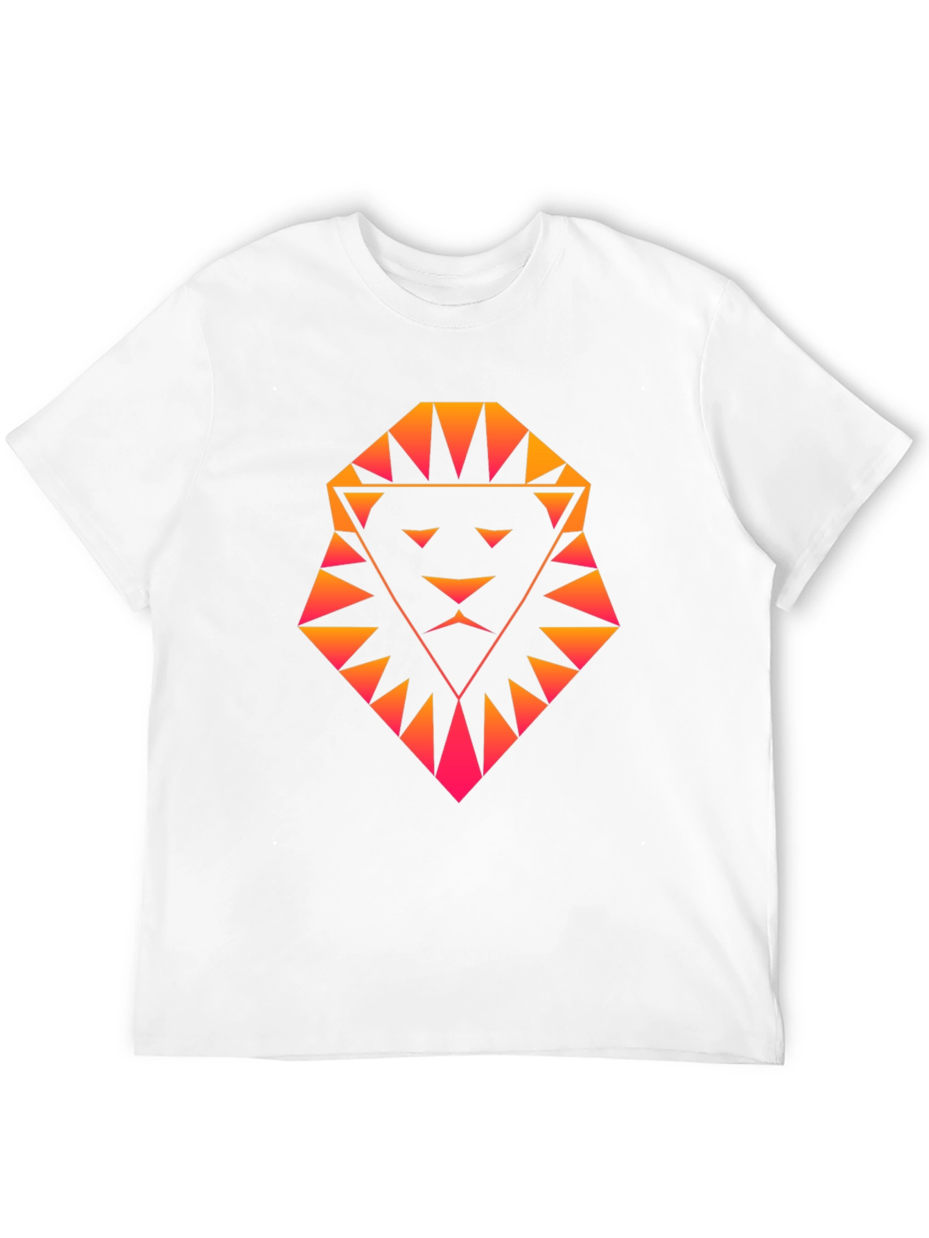 Geometric Lion Graphic Tee - Black Cotton Shirt