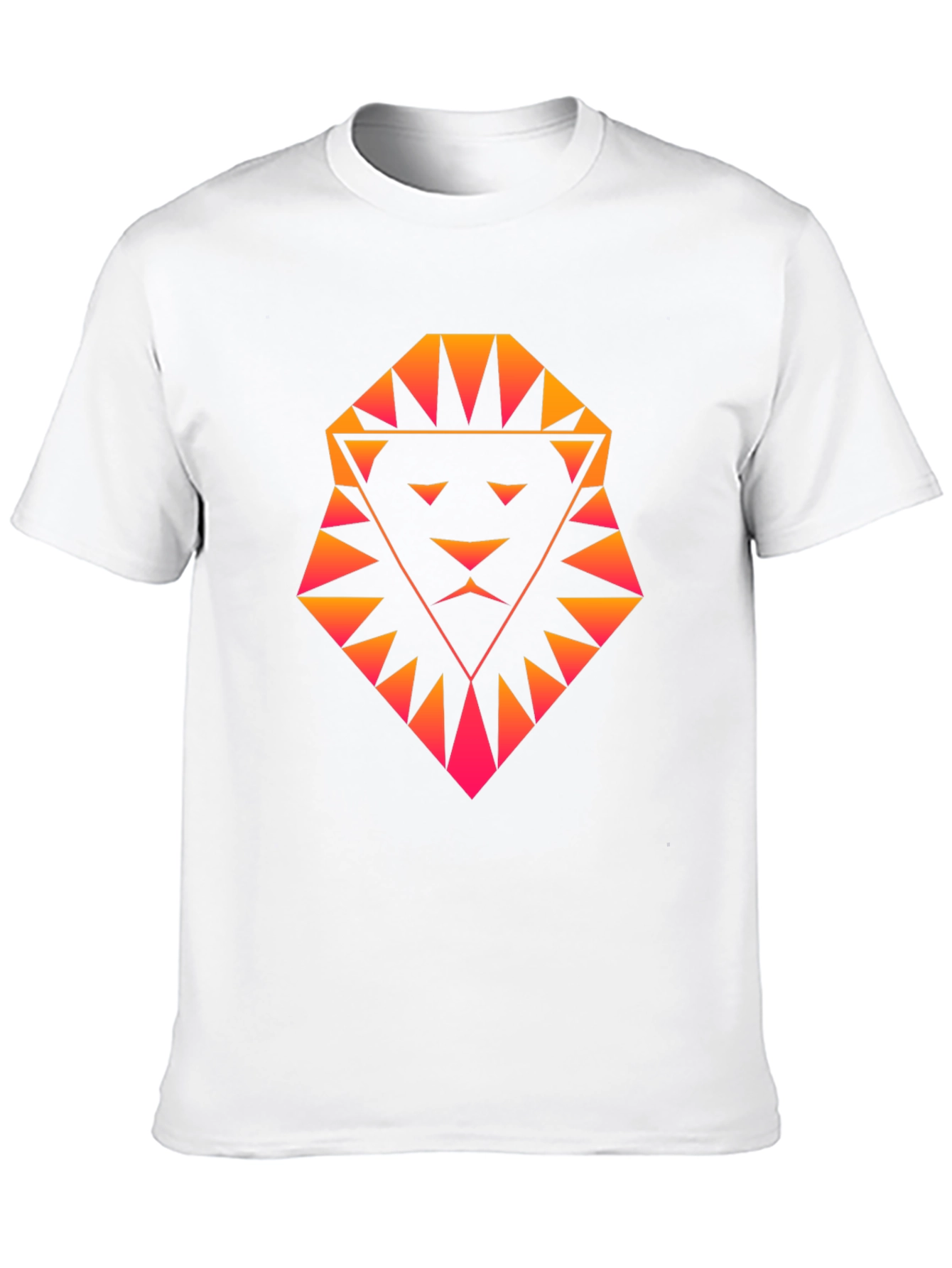 Geometric Lion Graphic Tee - Black Cotton Shirt