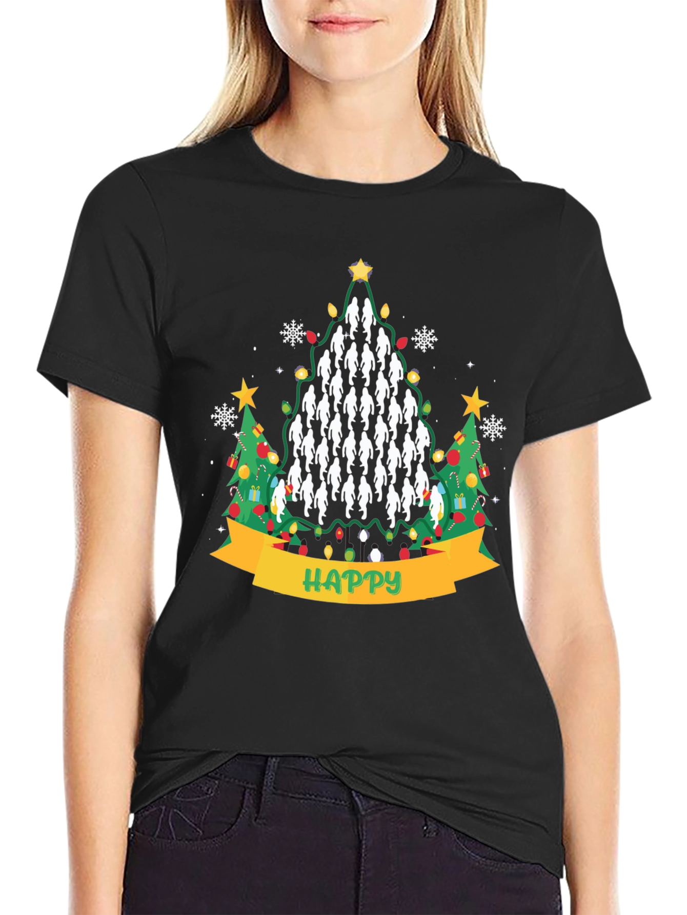 Bigfoot Christmas T-Shirt | Funny Sasquatch Holiday Tee | Christmas Tree Graphic Shirt | Gift for Bigfoot Fans | Free Shipping $50+