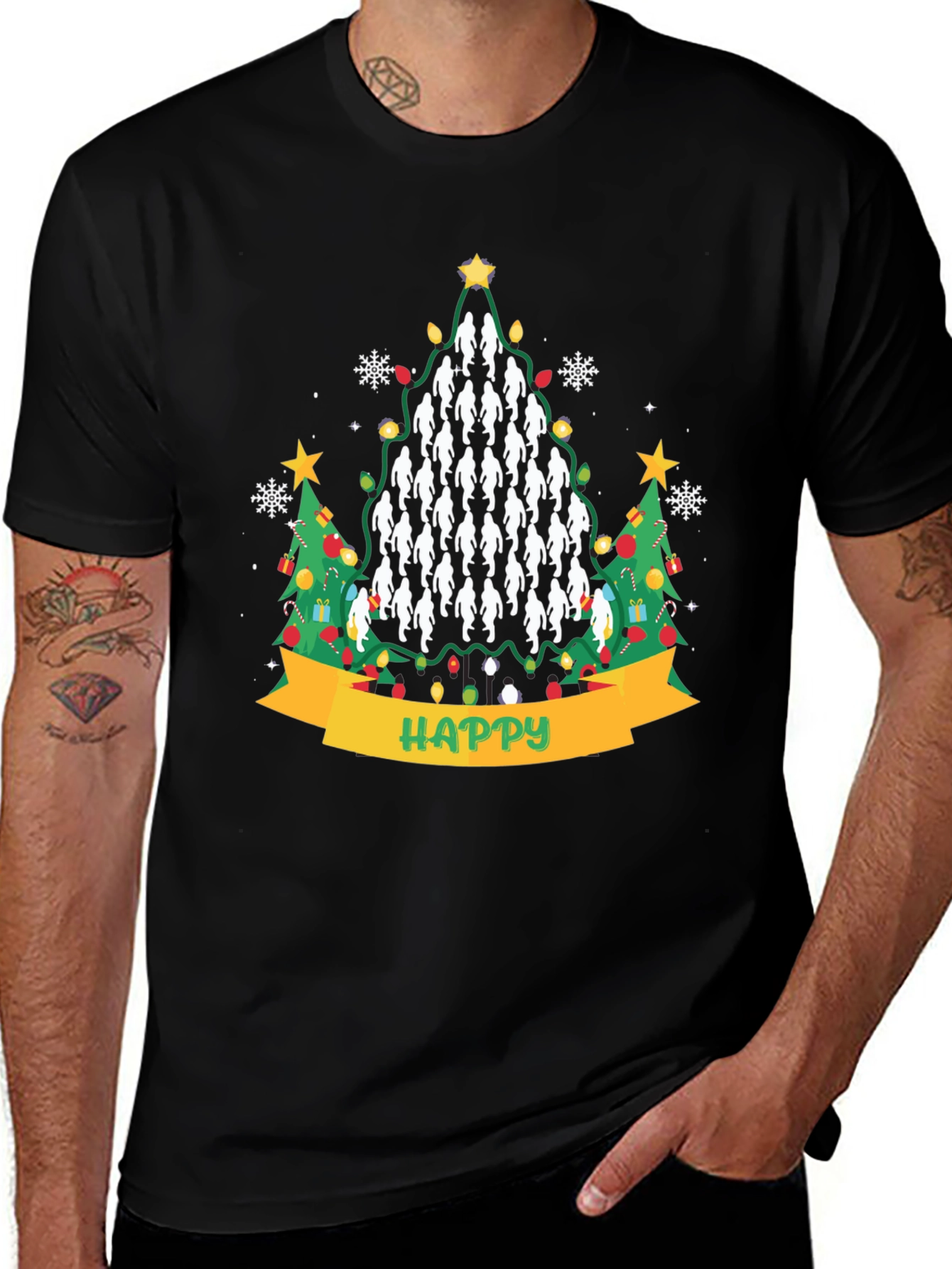 Bigfoot Christmas T-Shirt | Funny Sasquatch Holiday Tee | Christmas Tree Graphic Shirt | Gift for Bigfoot Fans | Free Shipping $50+