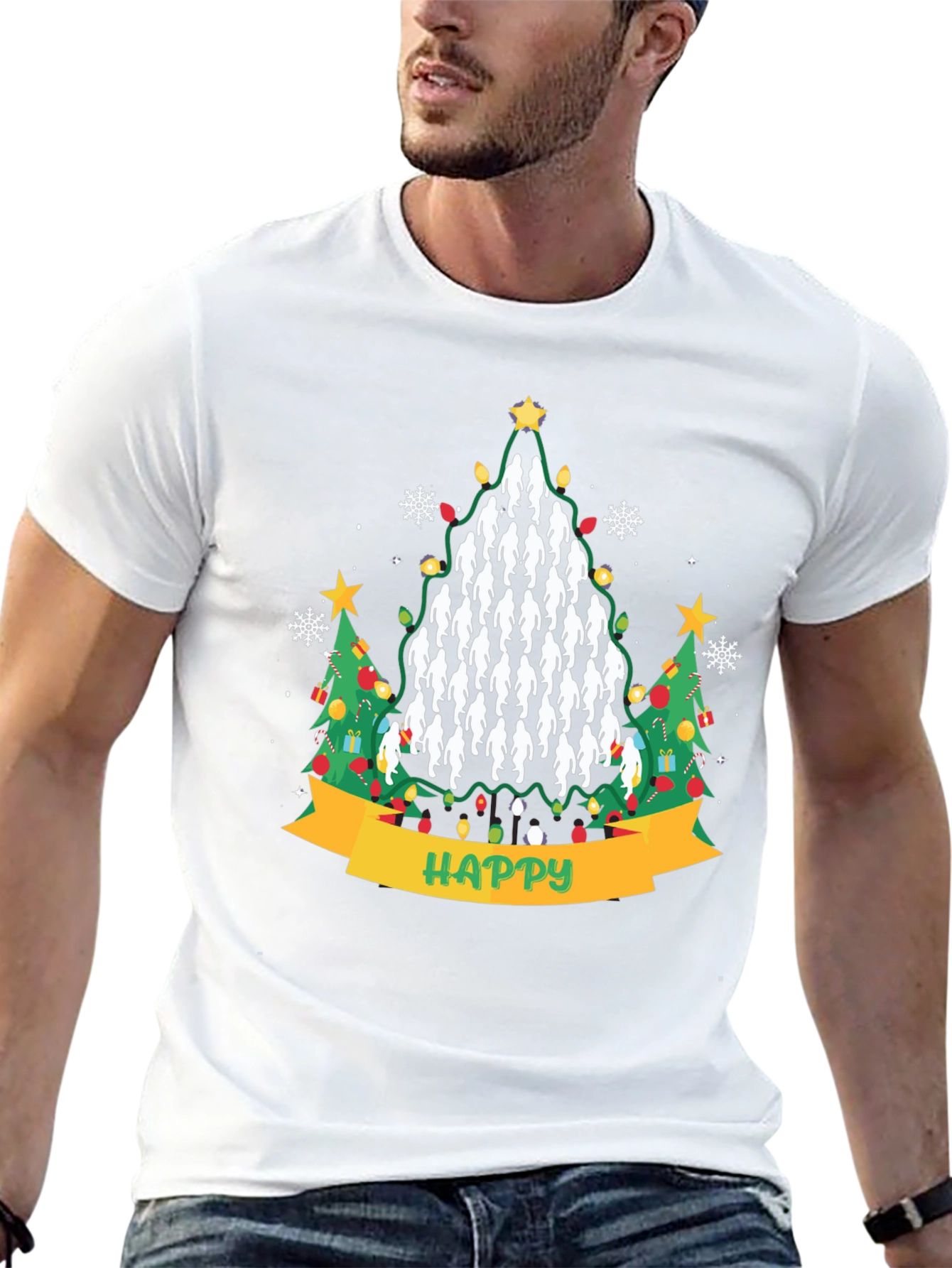 Bigfoot Christmas T-Shirt | Funny Sasquatch Holiday Tee | Christmas Tree Graphic Shirt | Gift for Bigfoot Fans | Free Shipping $50+