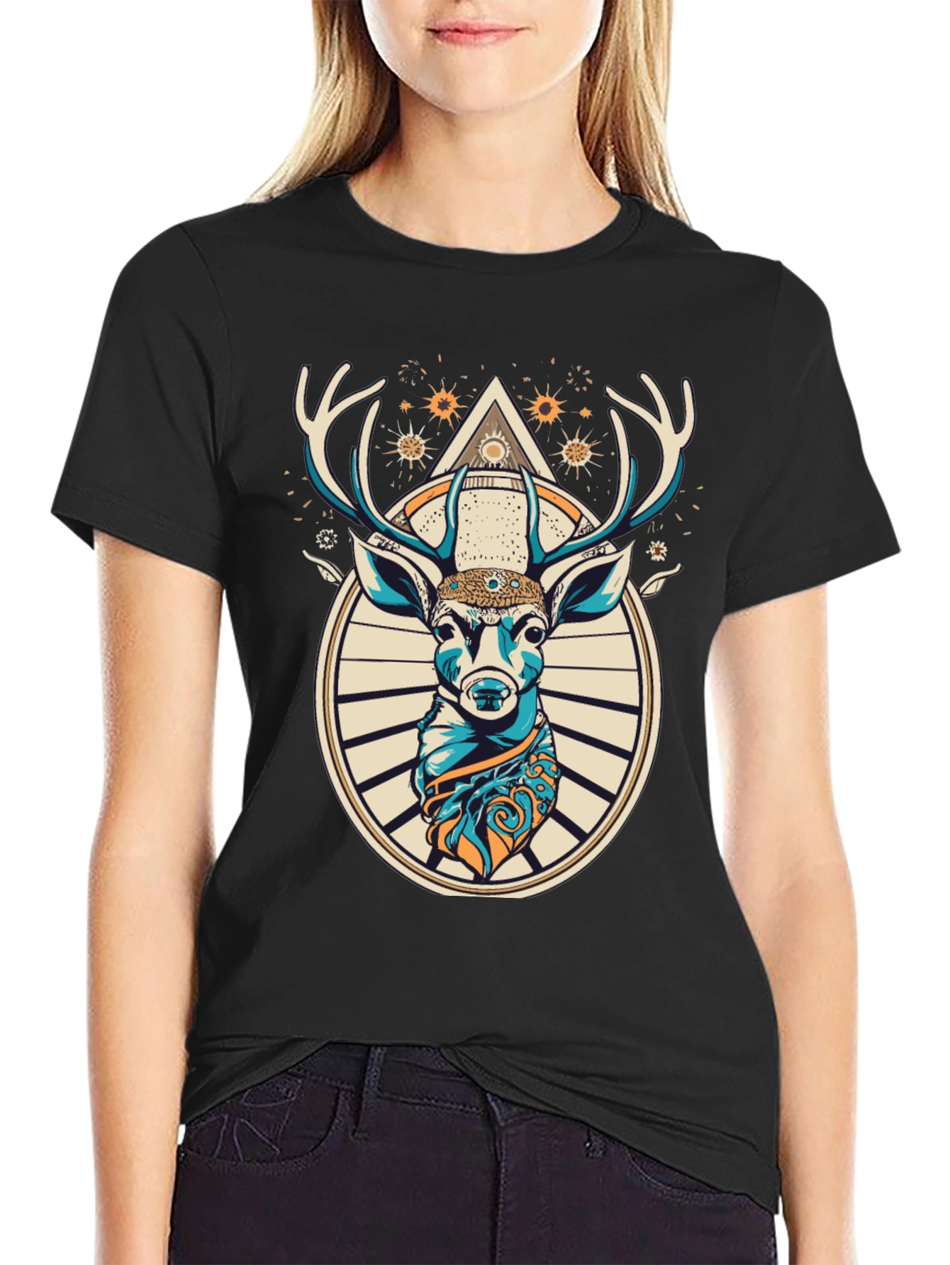 Mystic Deer Graphic Tee - Unique Animal Design