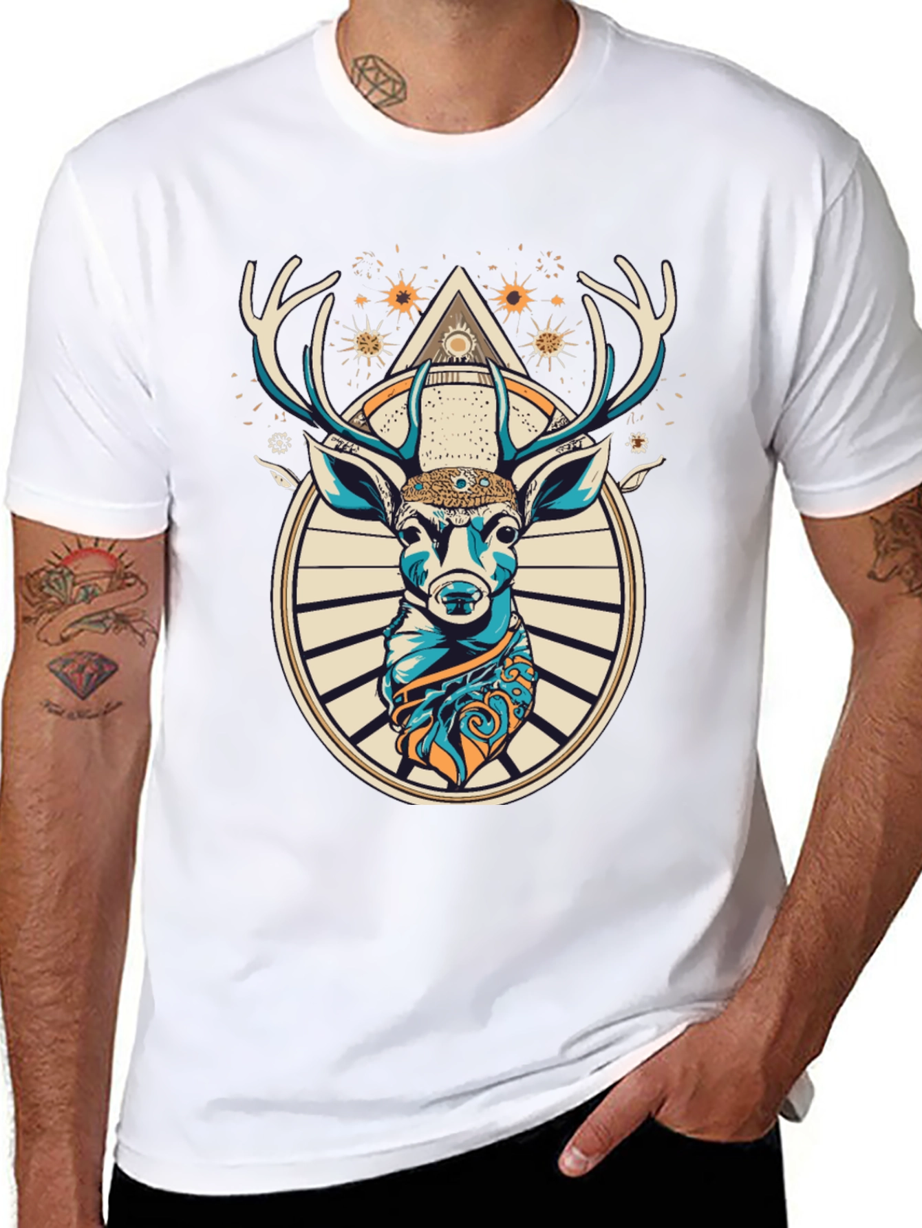 Mystic Deer Graphic Tee - Unique Animal Design