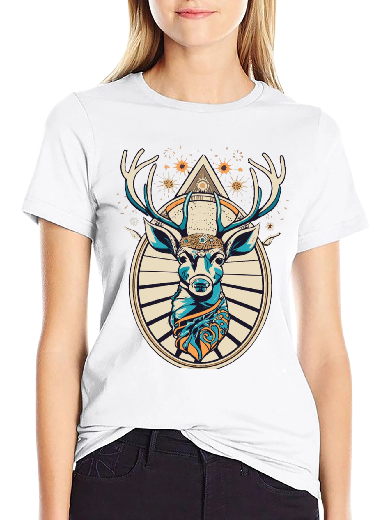 Mystic Deer Graphic Tee - Unique Animal Design
