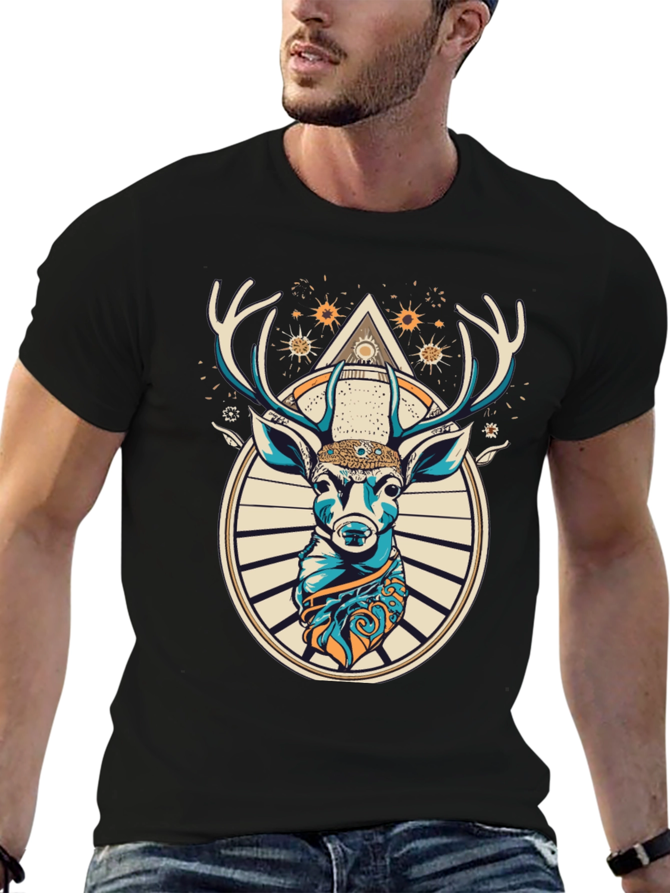 Mystic Deer Graphic Tee - Unique Animal Design