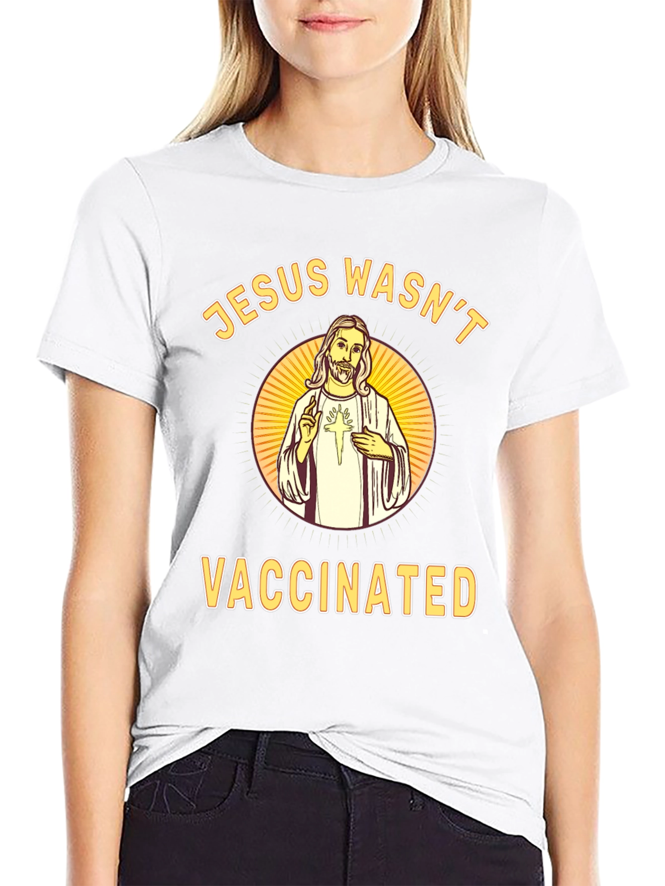Jesus Wasnt Vaccinated Black T-Shirt