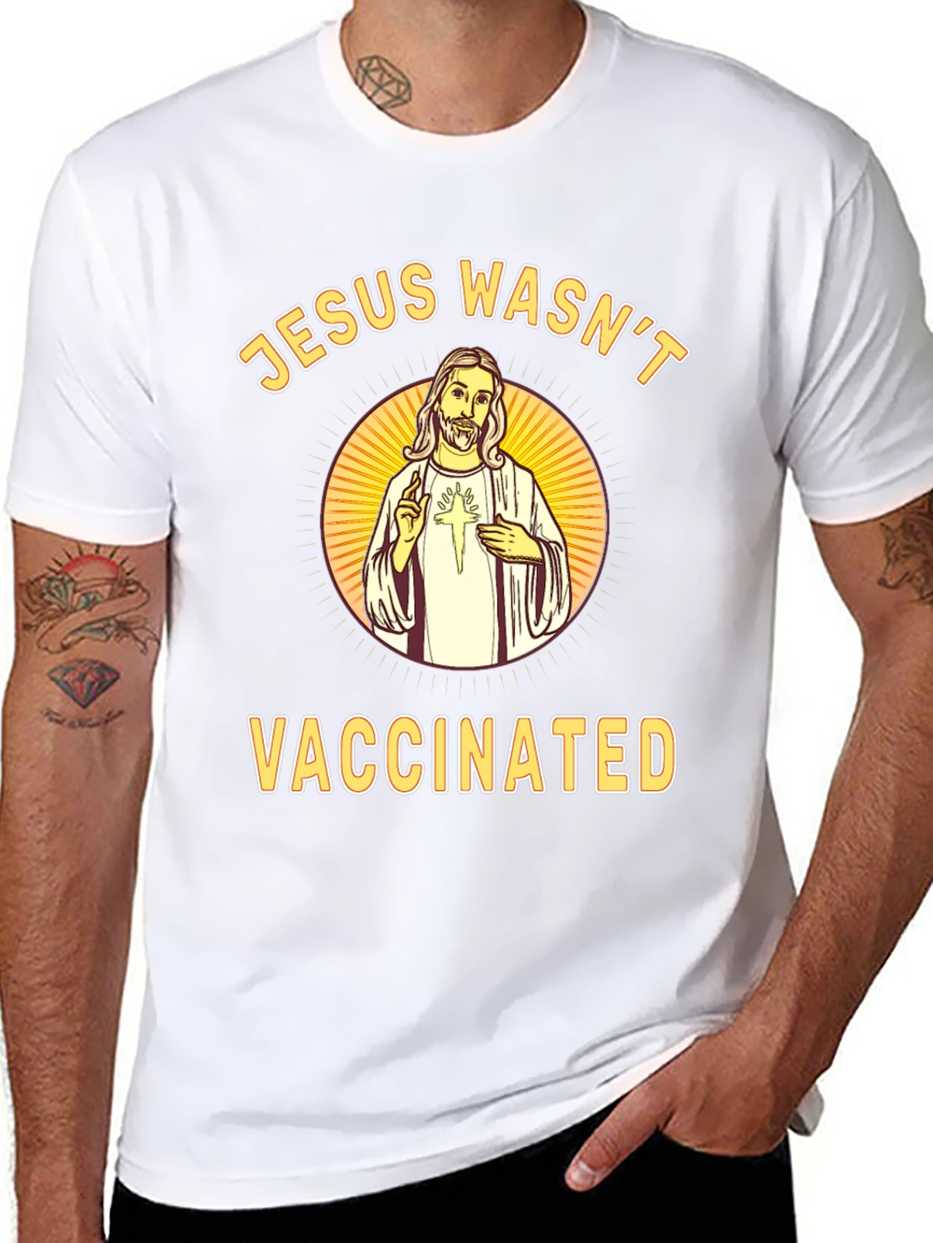 Jesus Wasnt Vaccinated Black T-Shirt