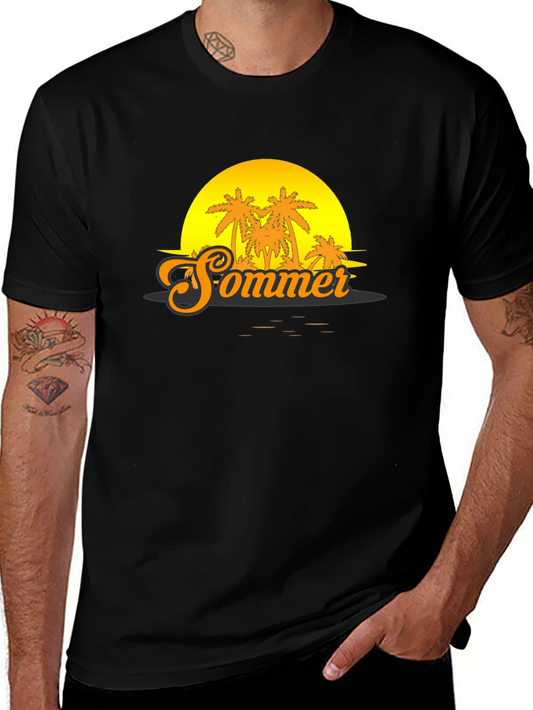 Sommer Sunset T-Shirt - Tropical Palm Tree Graphic Tee