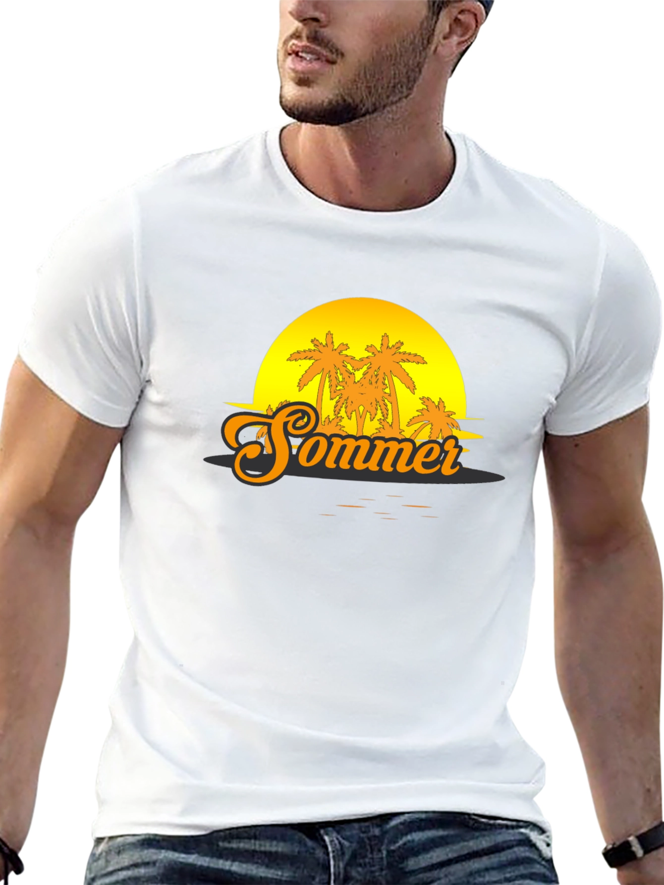 Sommer Sunset T-Shirt - Tropical Palm Tree Graphic Tee