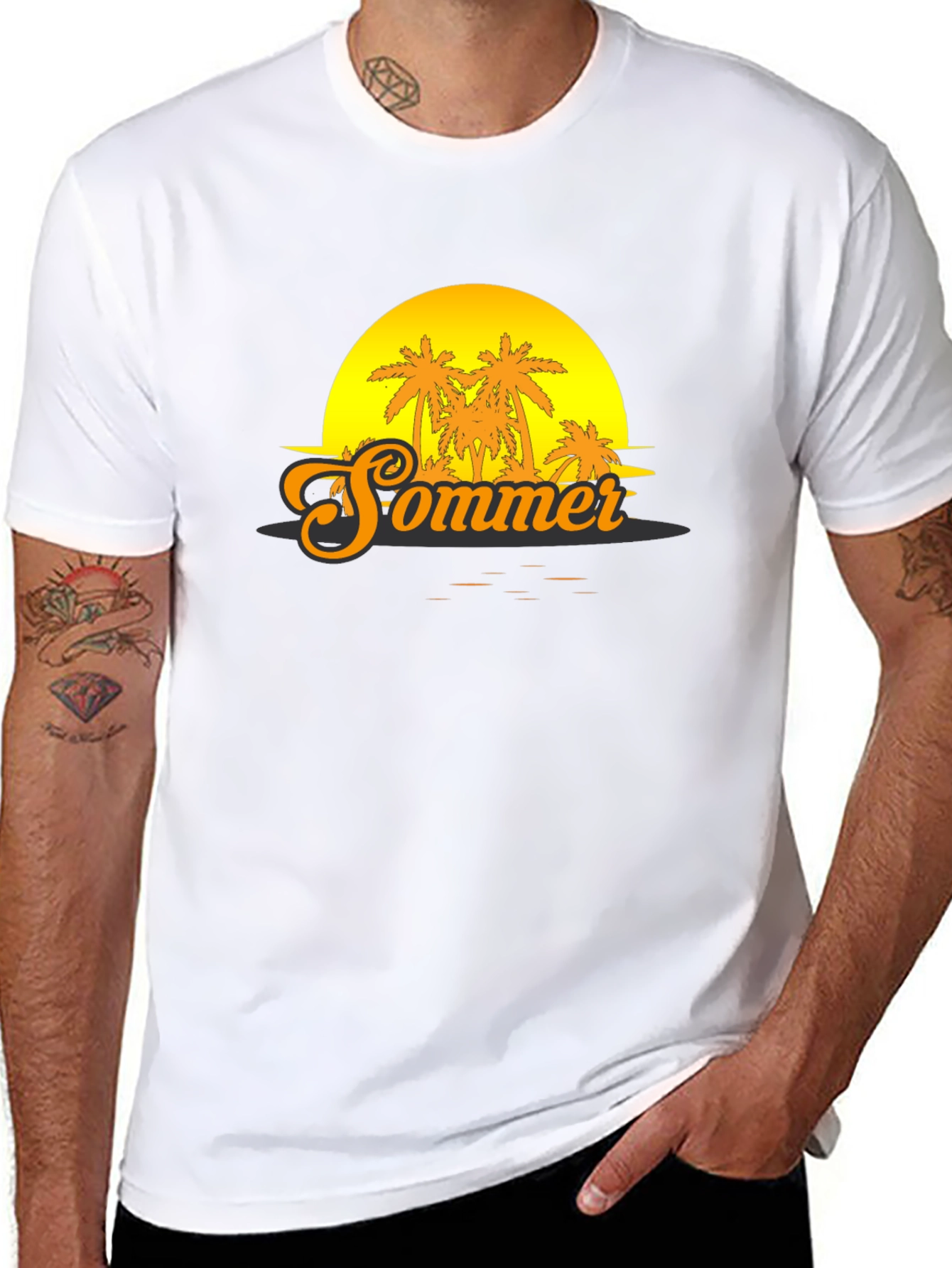 Sommer Sunset T-Shirt - Tropical Palm Tree Graphic Tee