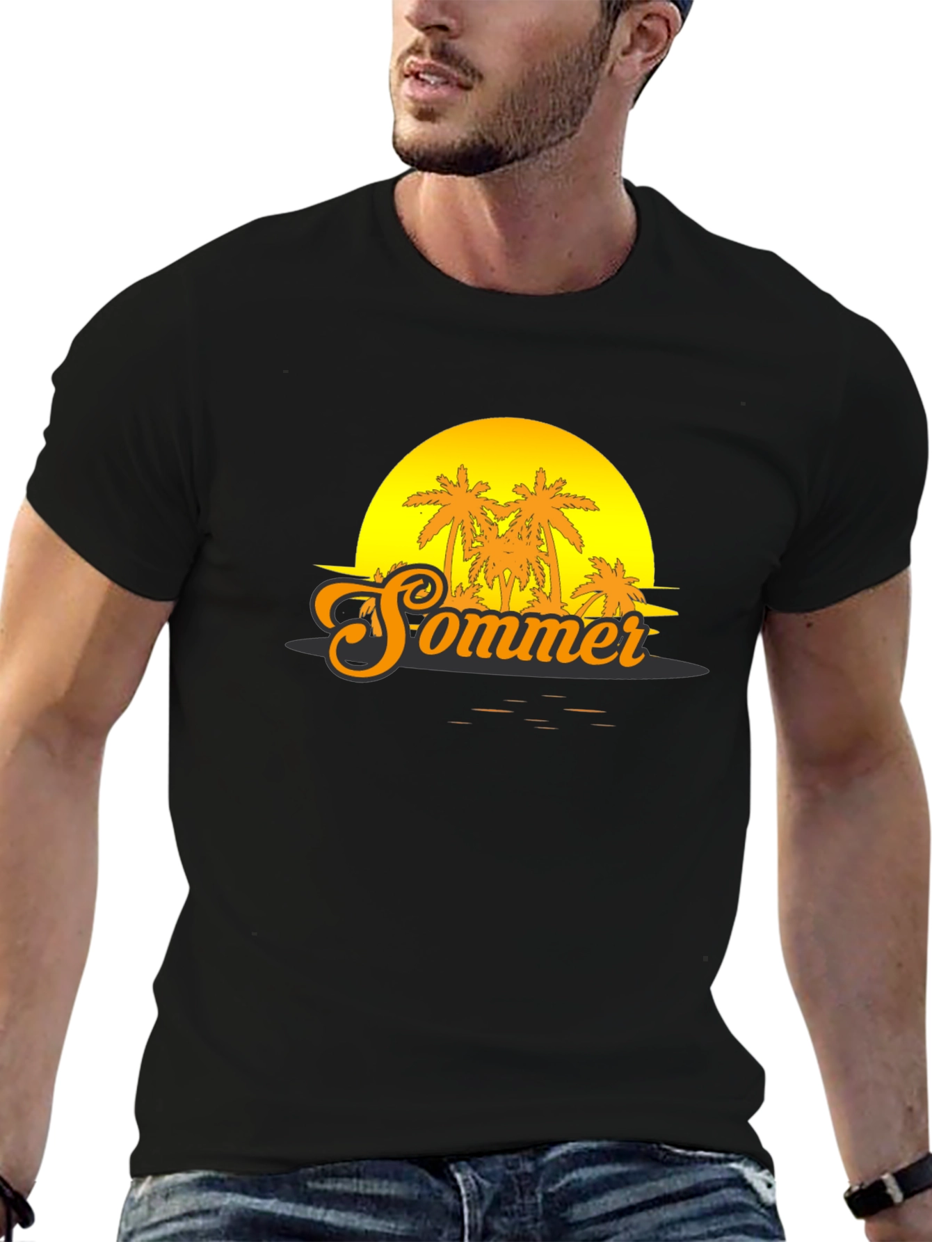 Sommer Sunset T-Shirt - Tropical Palm Tree Graphic Tee