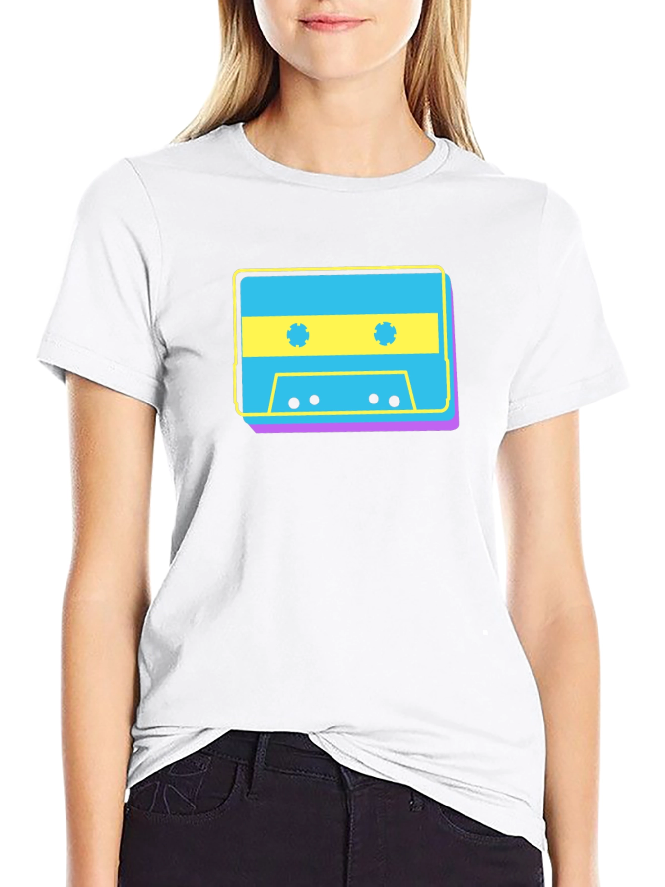 Retro Cassette Tape Graphic T-Shirt - Black