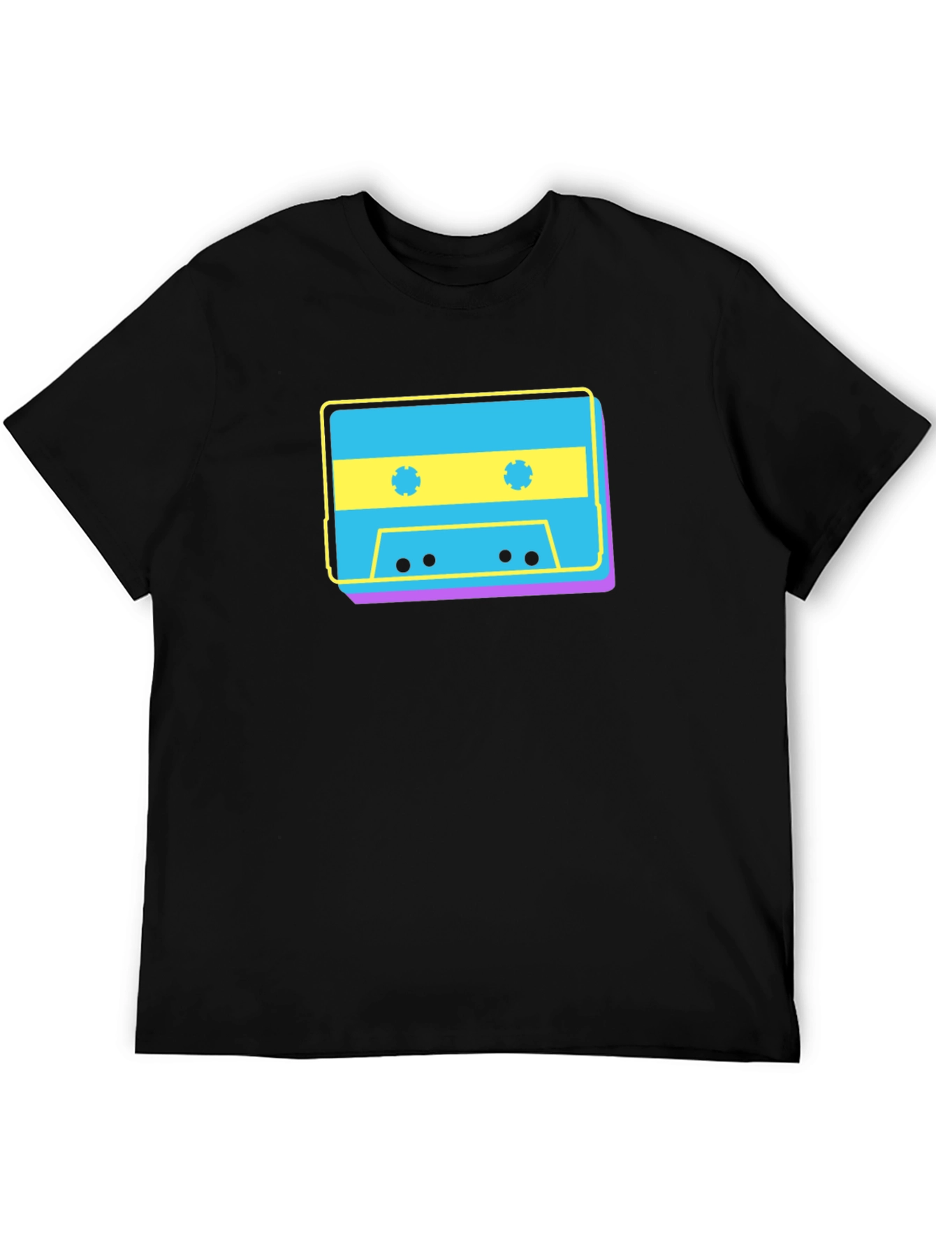 Retro Cassette Tape Graphic T-Shirt - Black