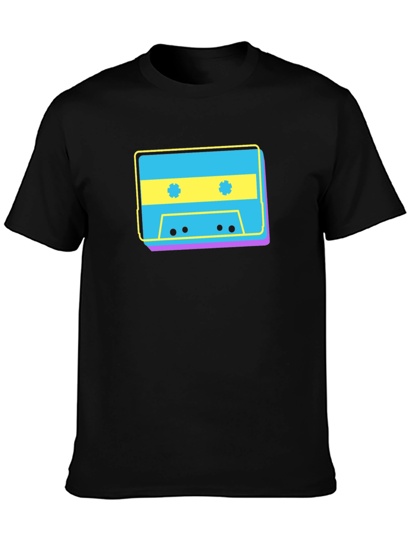 Retro Cassette Tape Graphic T-Shirt - Black