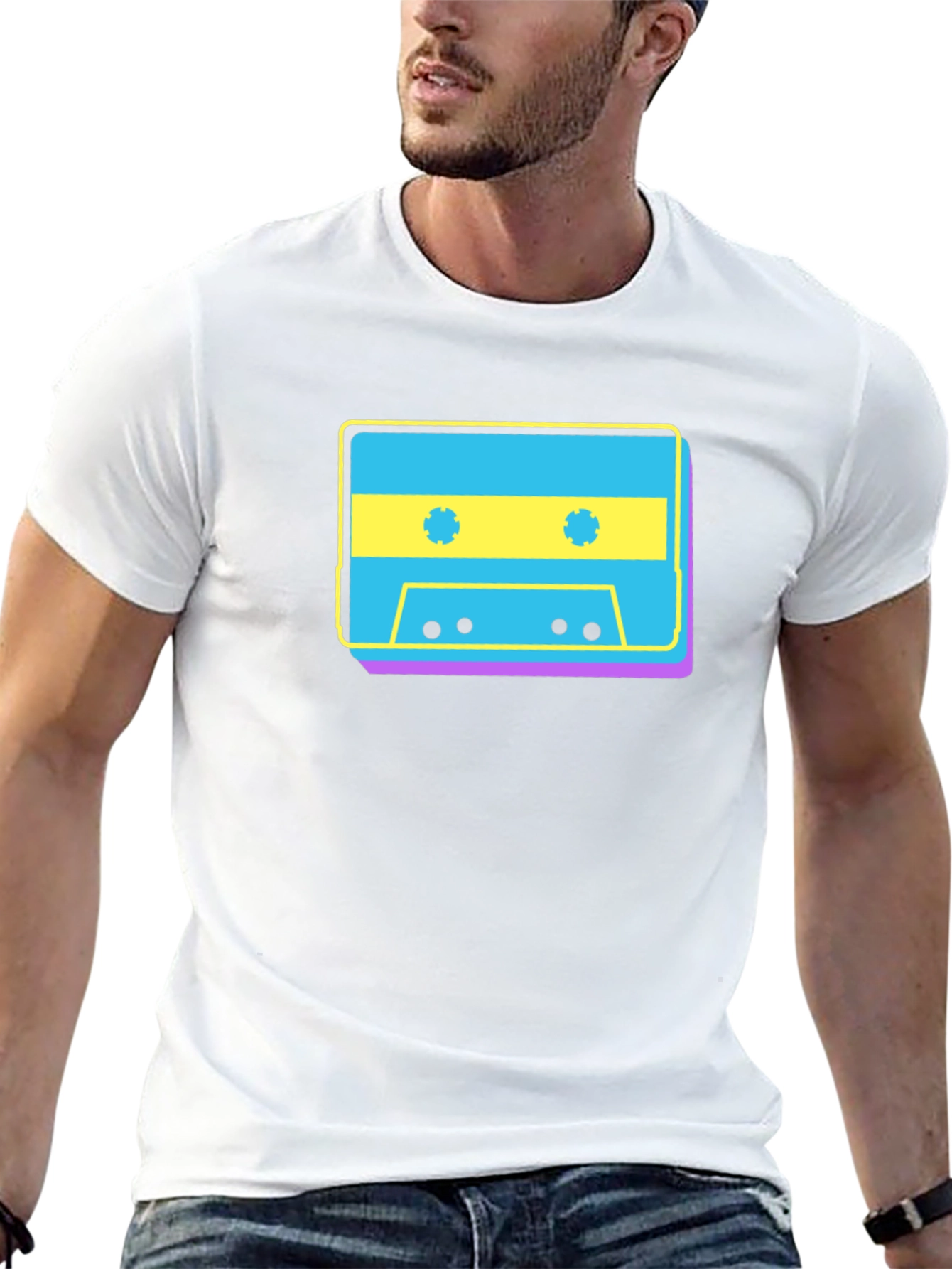 Retro Cassette Tape Graphic T-Shirt - Black