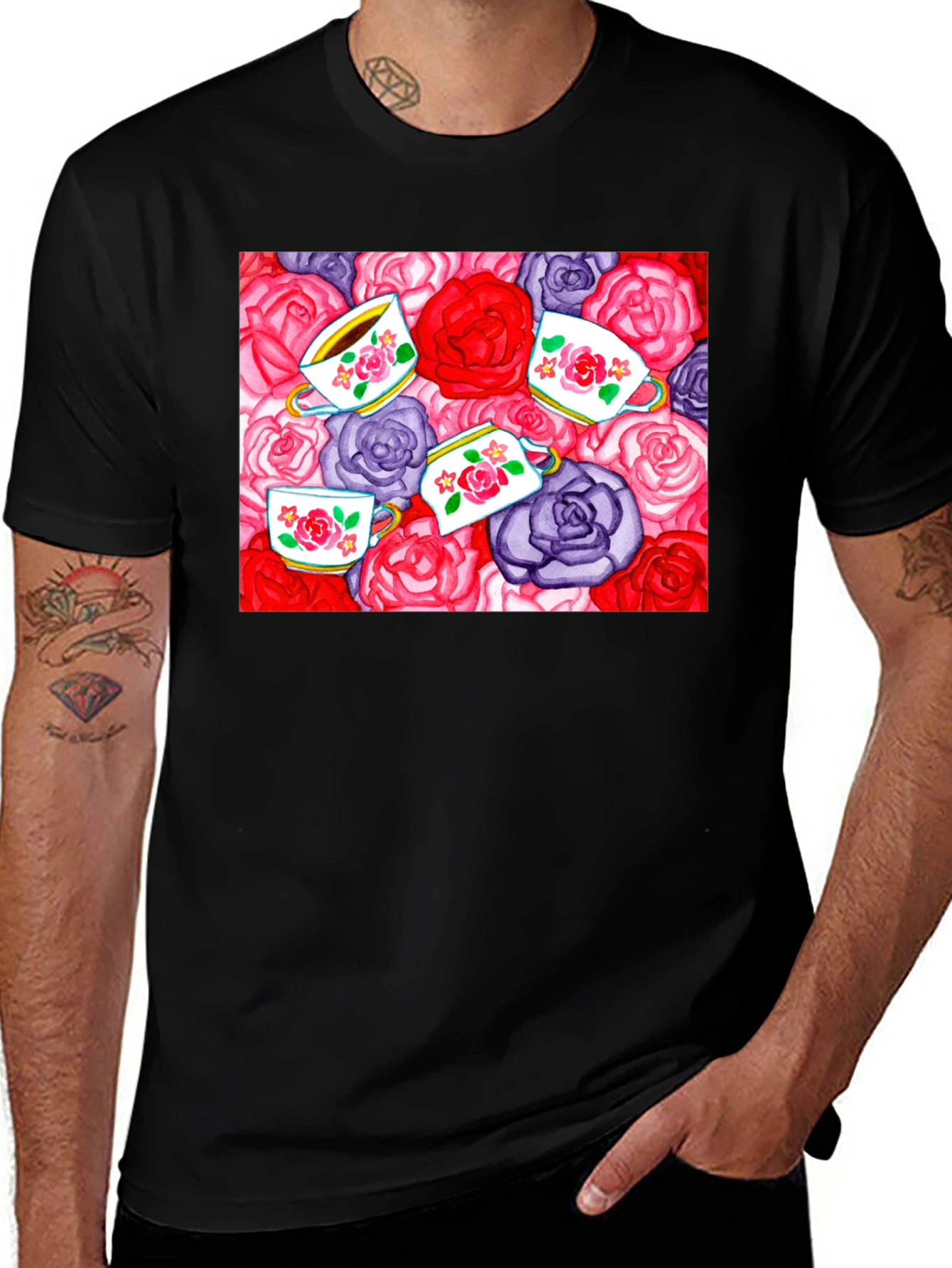 Floral Tea Party Graphic T-Shirt