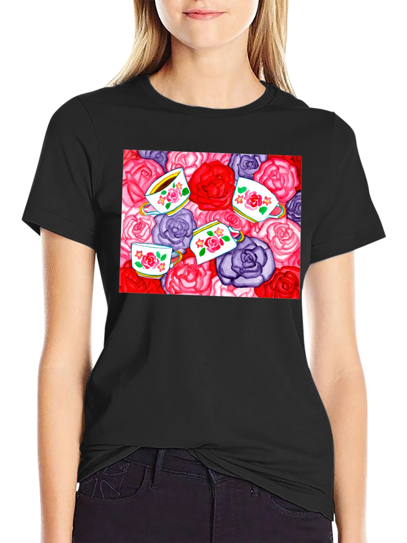 Floral Tea Party Graphic T-Shirt