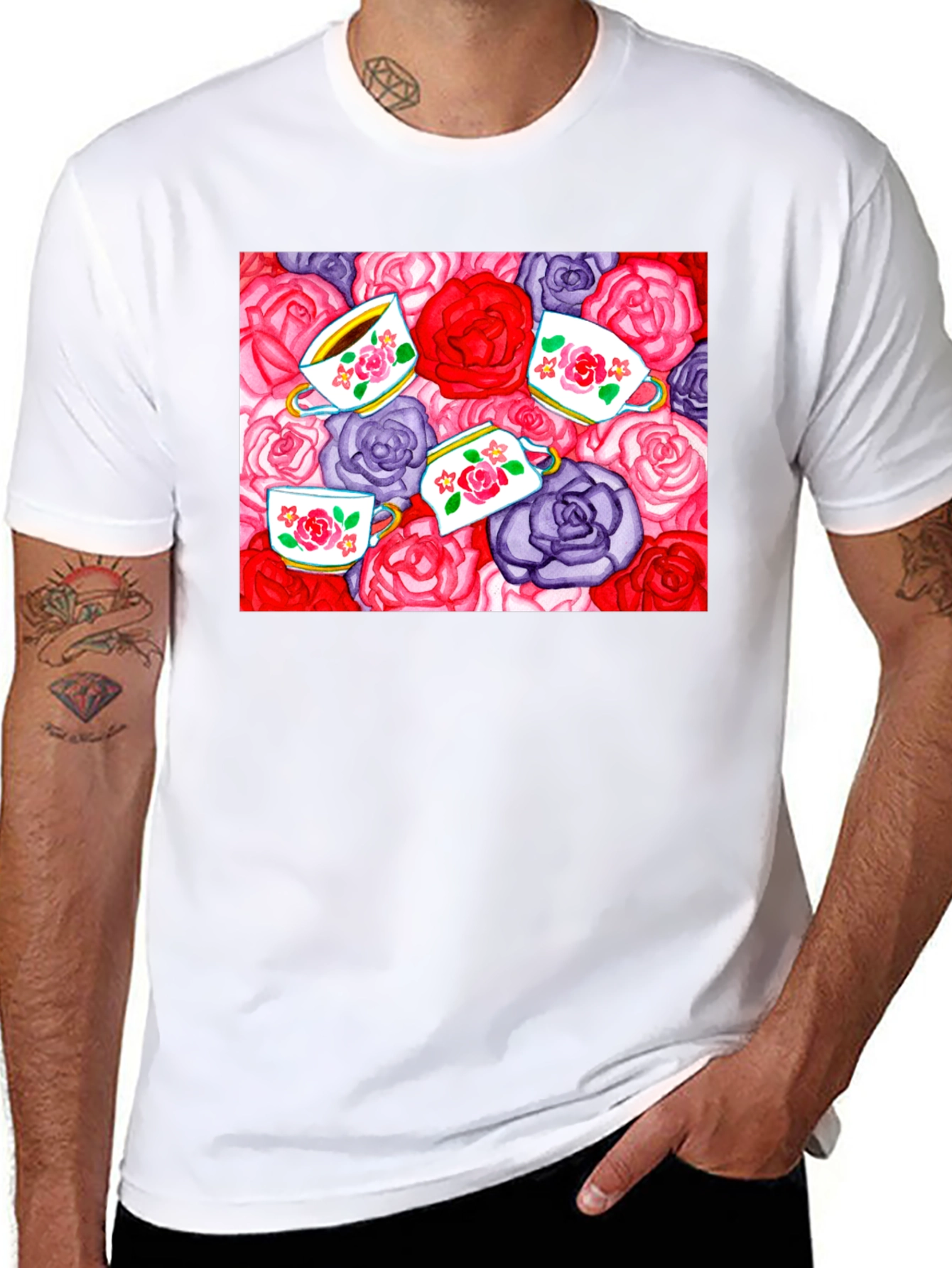Floral Tea Party Graphic T-Shirt