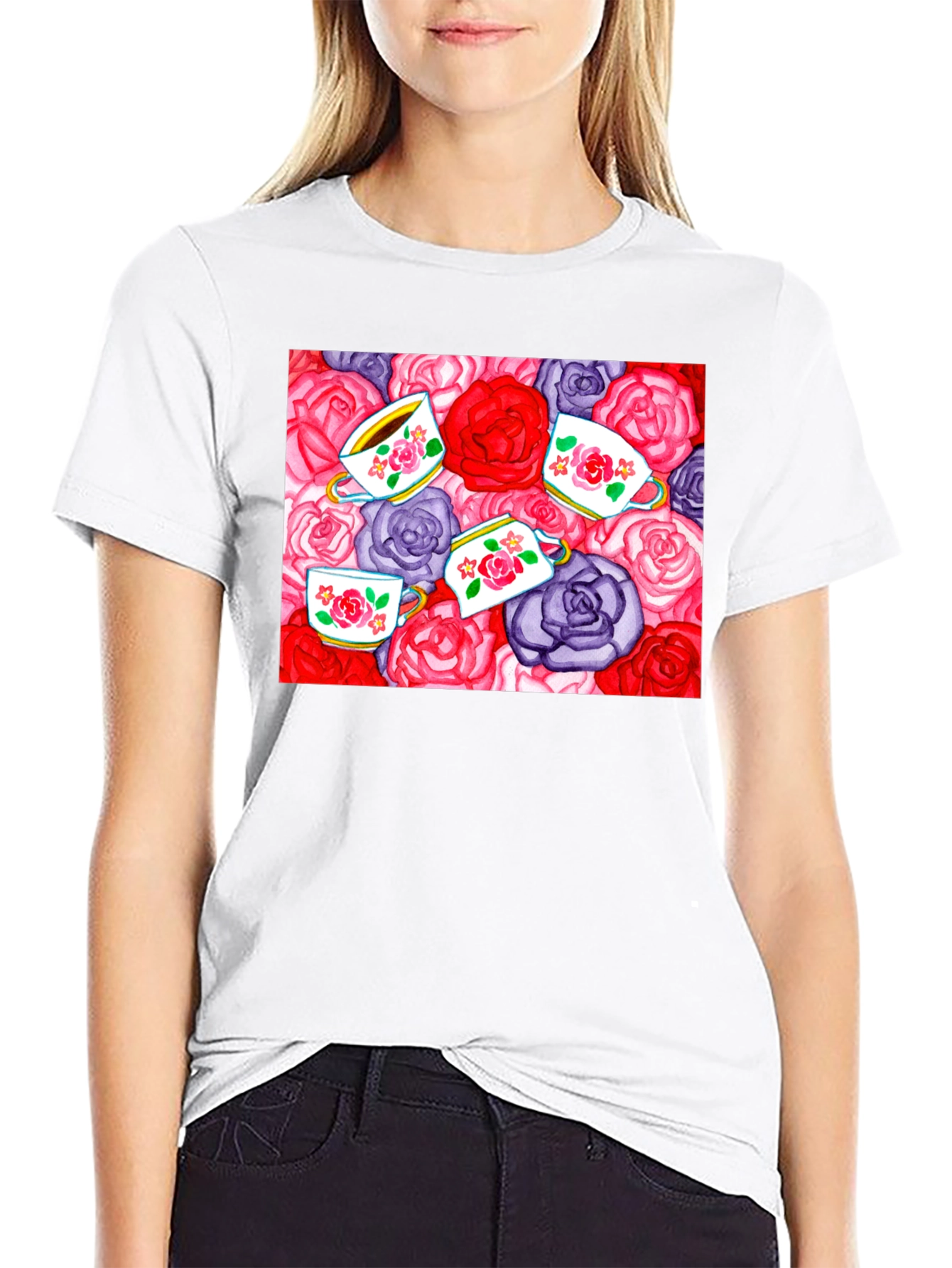 Floral Tea Party Graphic T-Shirt