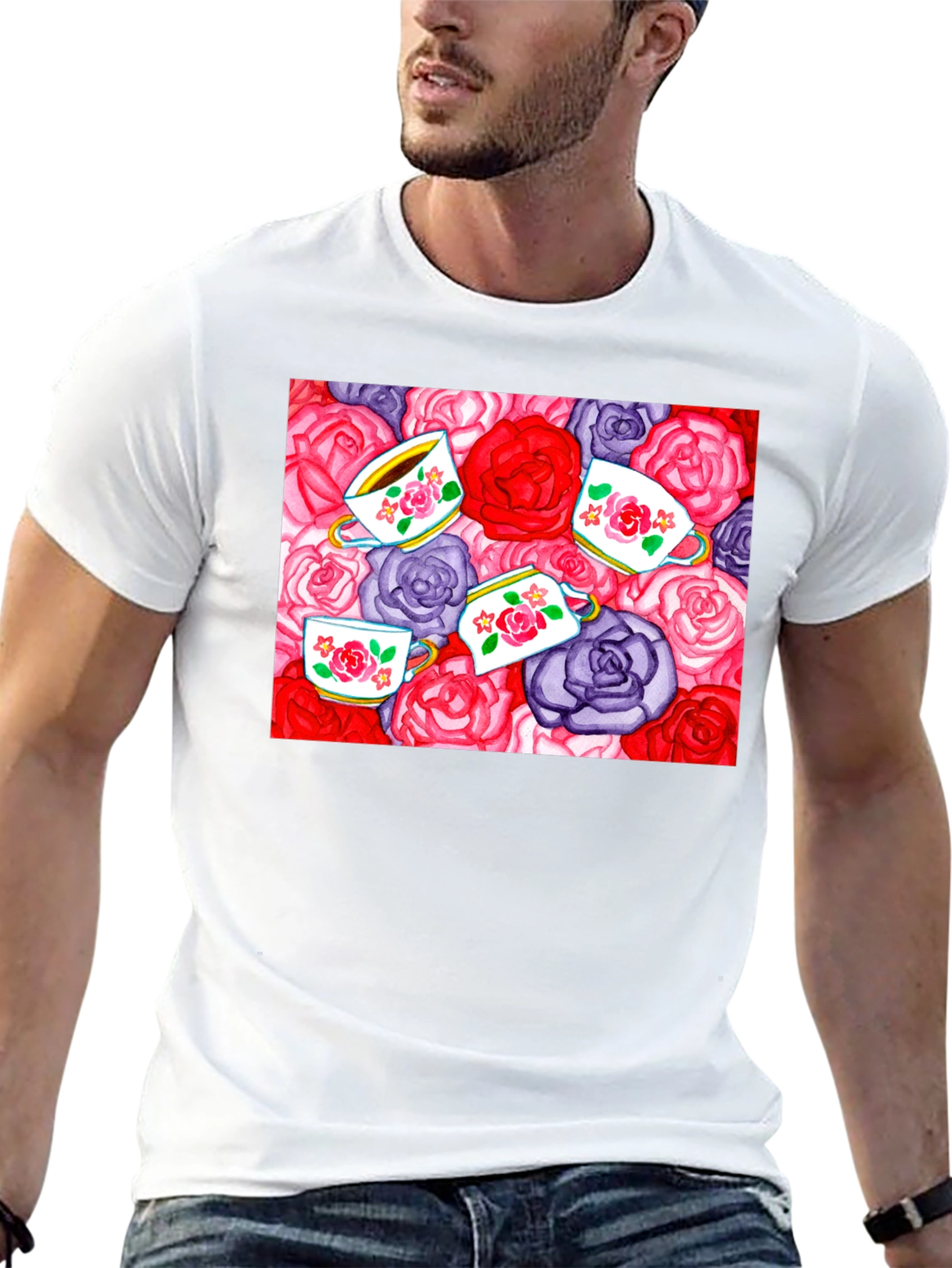 Floral Tea Party Graphic T-Shirt