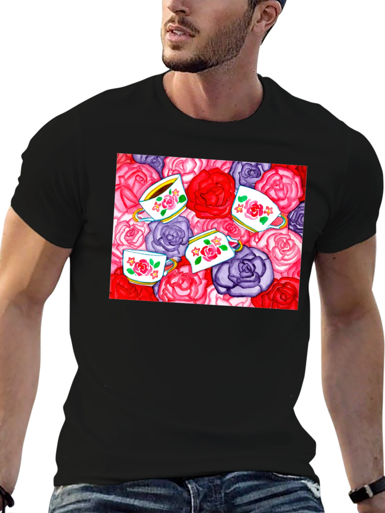 Floral Tea Party Graphic T-Shirt