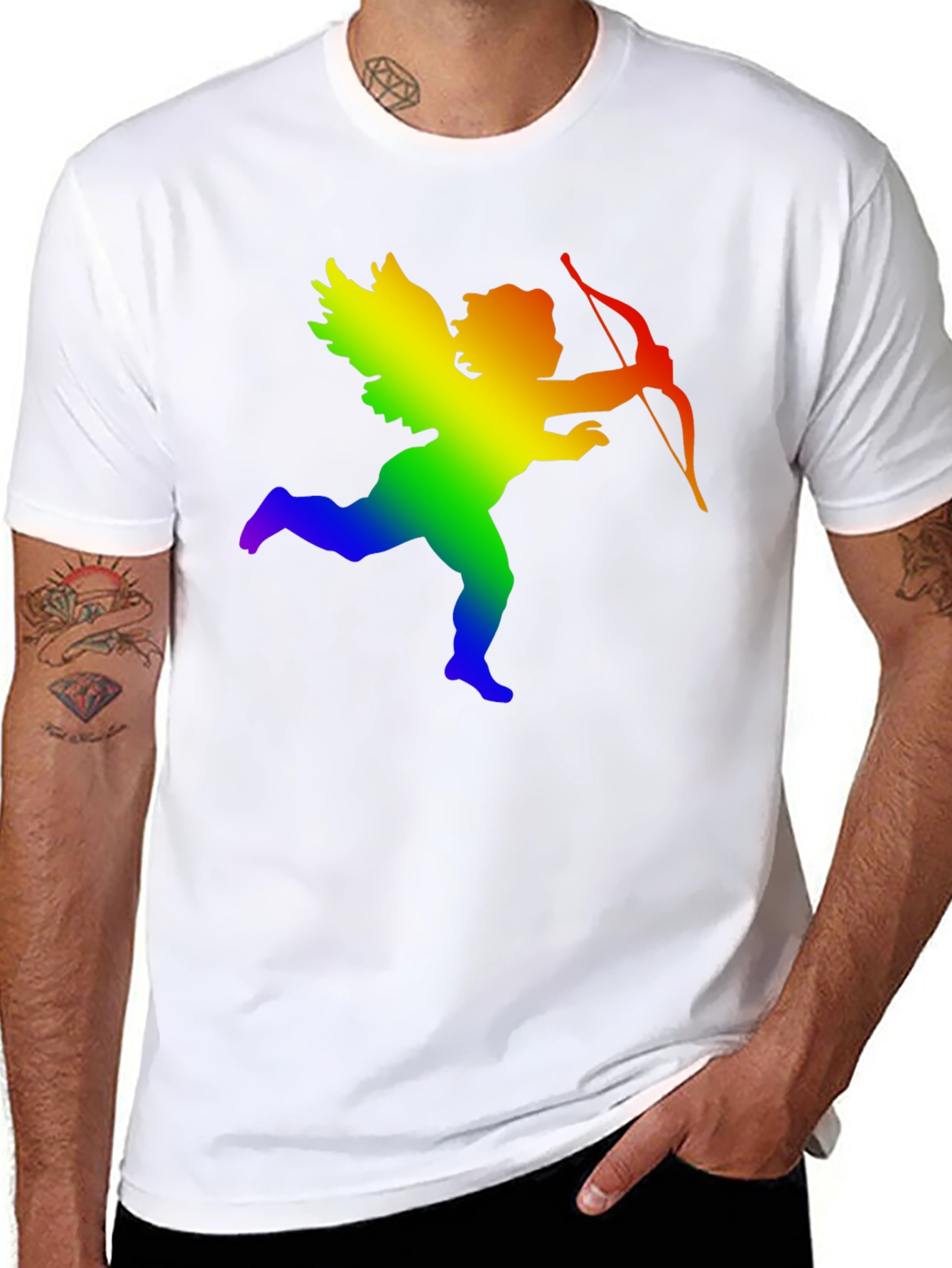 Rainbow Cupid Graphic Tee - Black