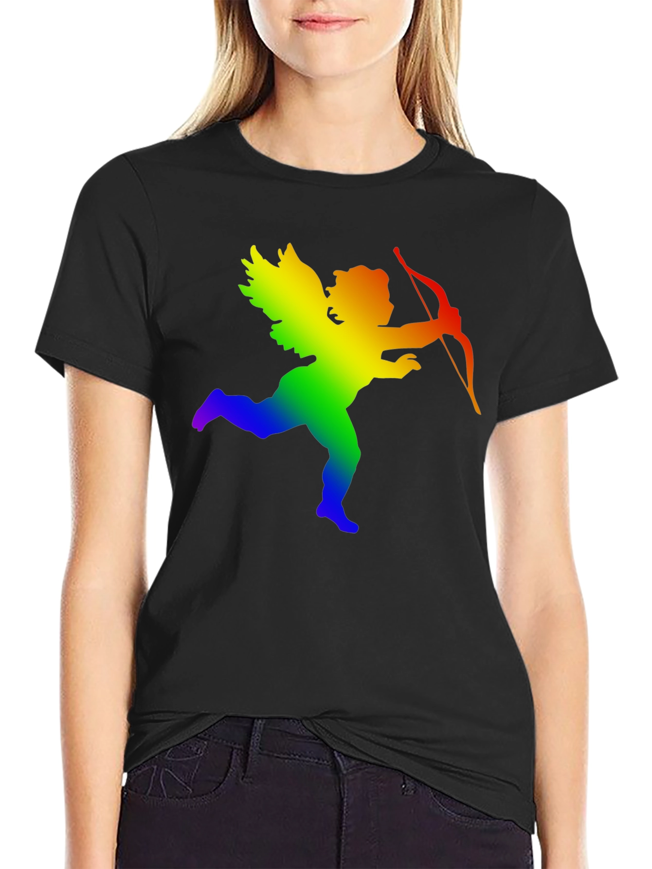 Rainbow Cupid Graphic Tee - Black
