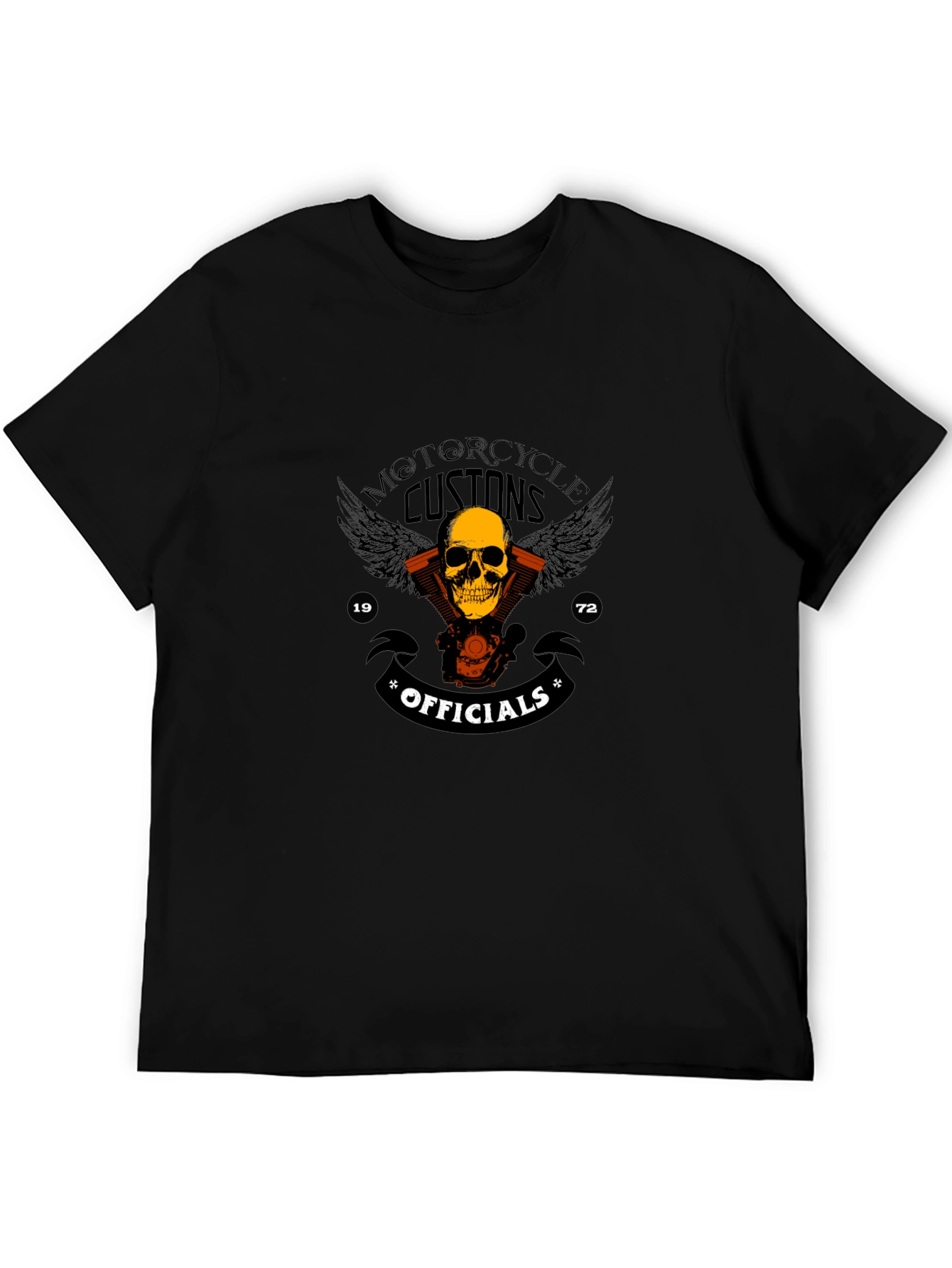 Motorcycle Customs Official Skull Graphic Black T-Shirt