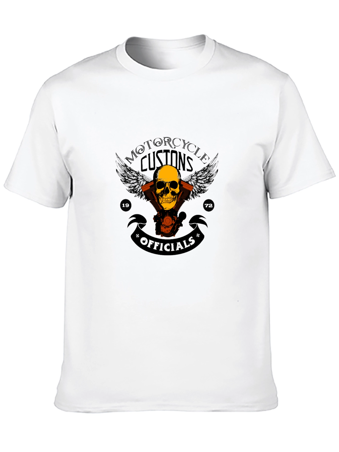 Motorcycle Customs Official Skull Graphic Black T-Shirt